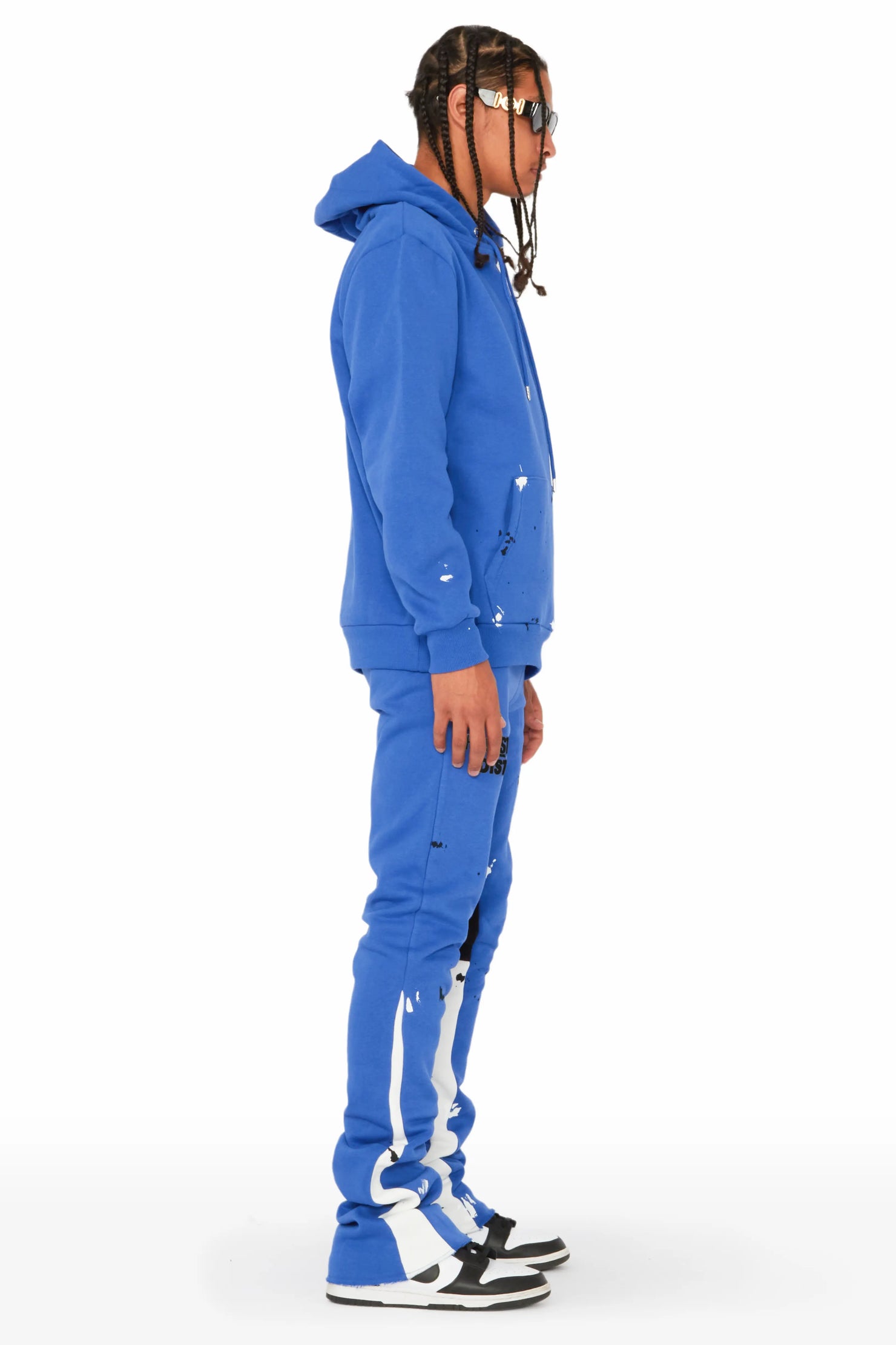 Jaco Royal Blue Hoodie Stacked Flare Pant Track Set