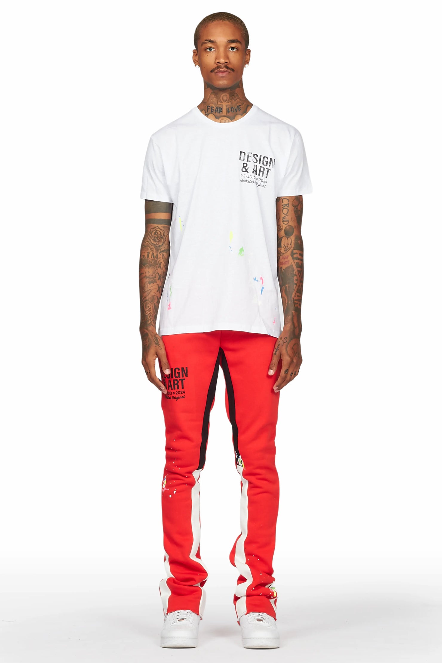 Mancha White/Red T-Shirt Stacked Flare Track Set
