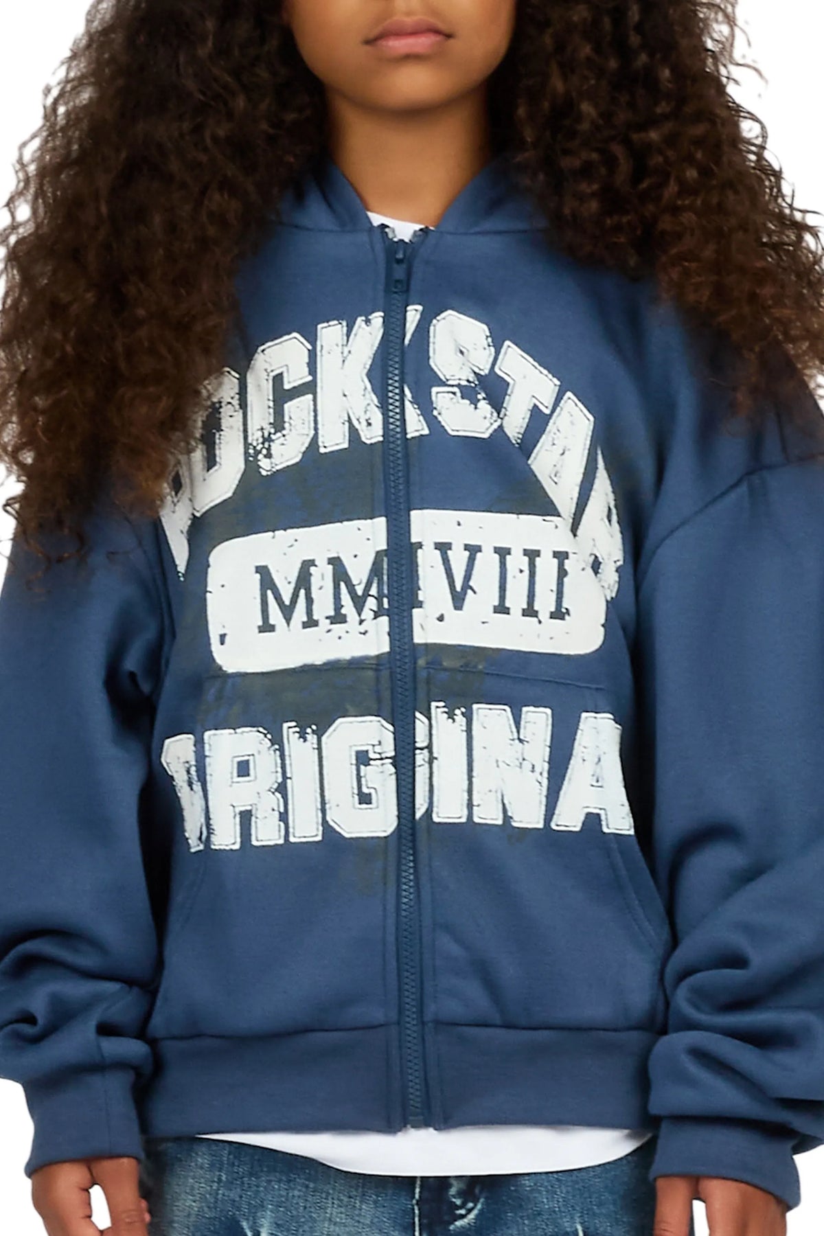 Girls Boryina Navy Zip Up Hoodie