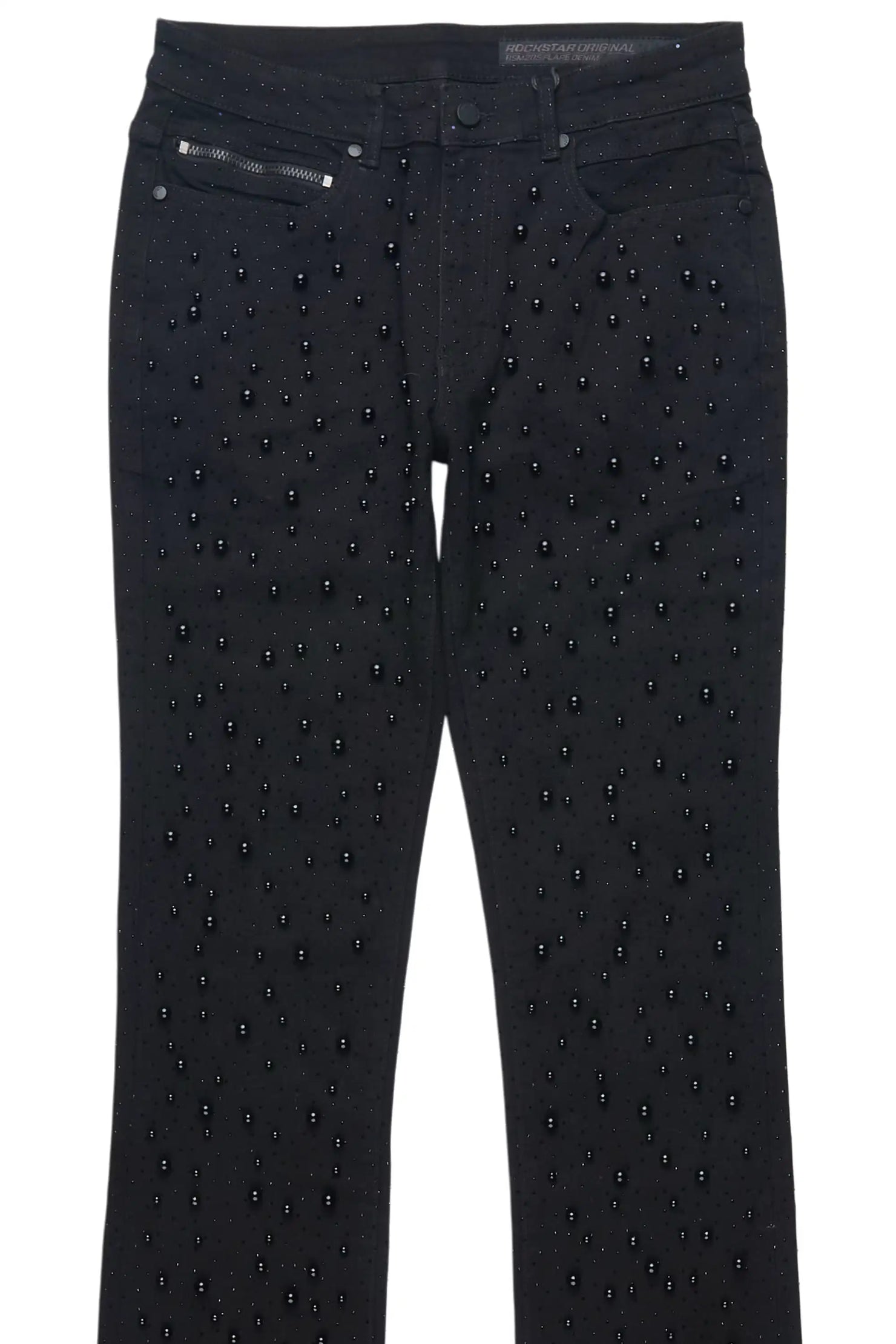 Perle Jet Black Pearl Stacked Flare Jean