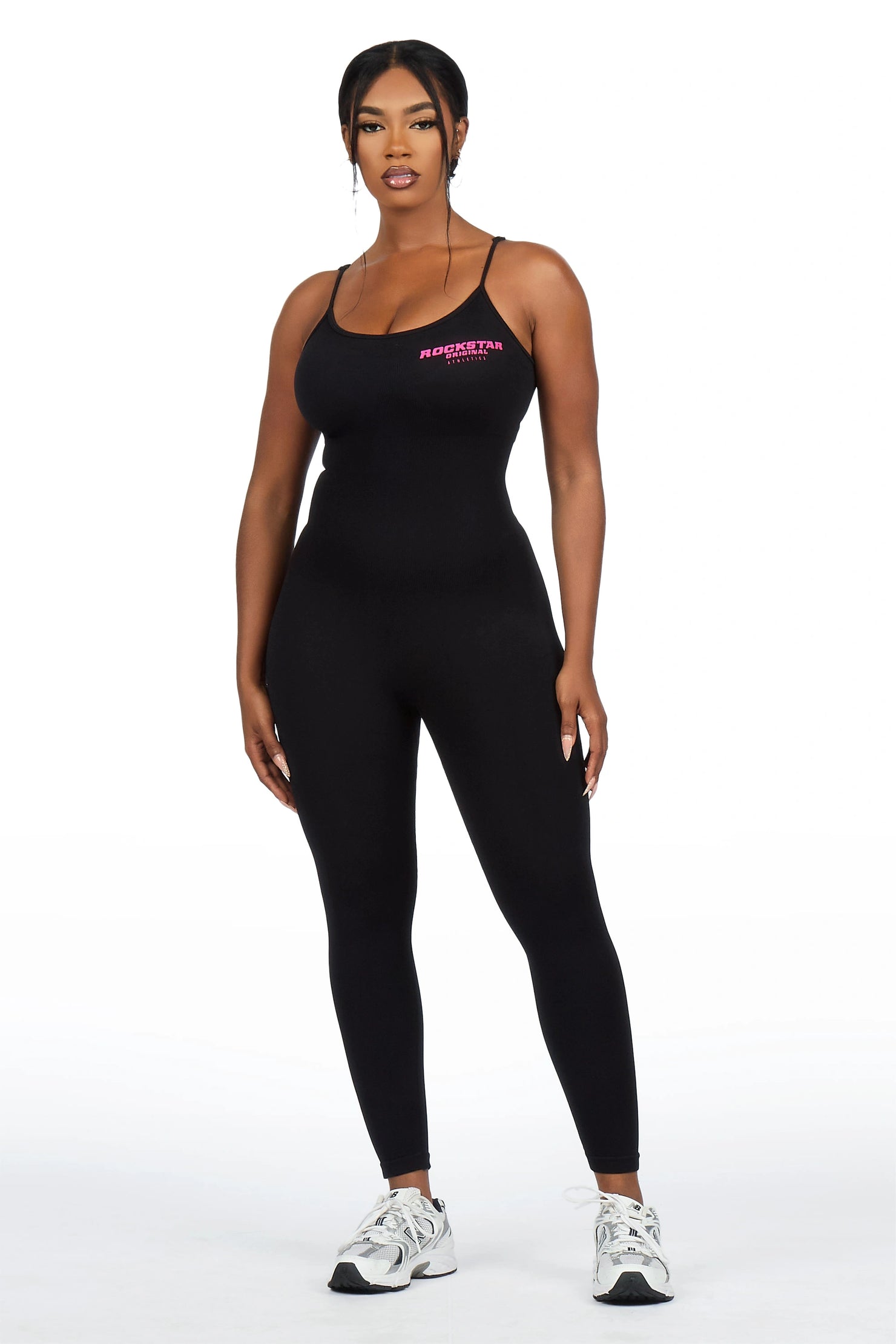 Lashona Black Active Tank Jumpsuit