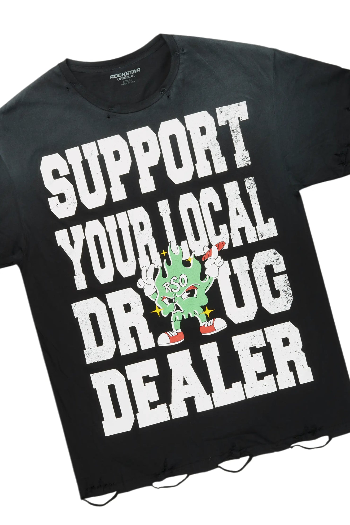 Tarl Black Oversized T-Shirt/Stacked Flare Jean Set