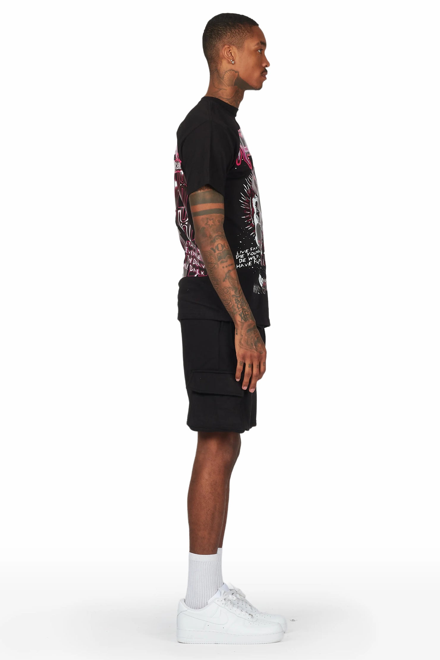 Obern Black T-Shirt Short Set