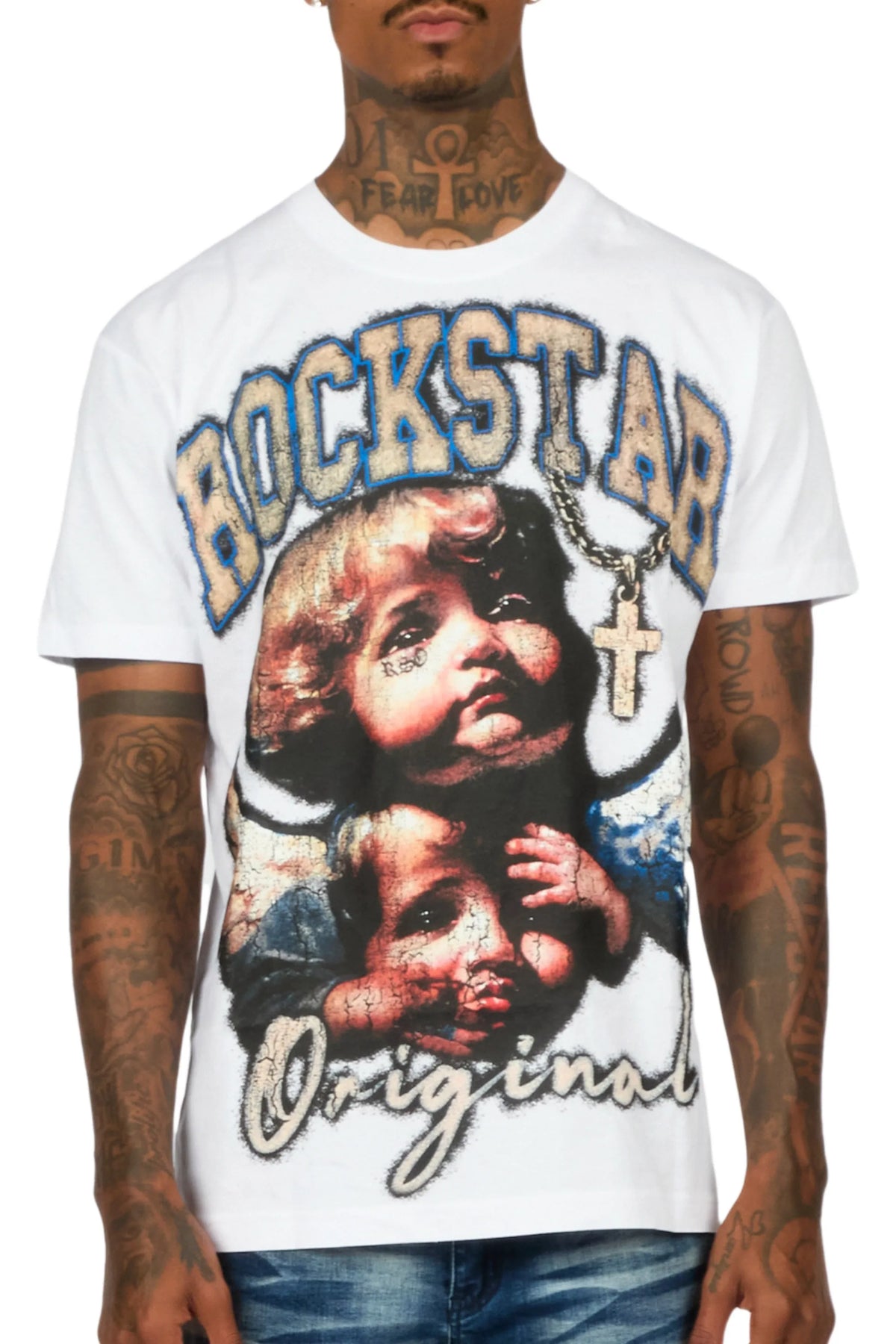 トップス decicouture DAMAGE 2WAY OVERSIZED SHIRT Deiter 2.0 White Oversized Graphic T-Shirt– Rockstar Original