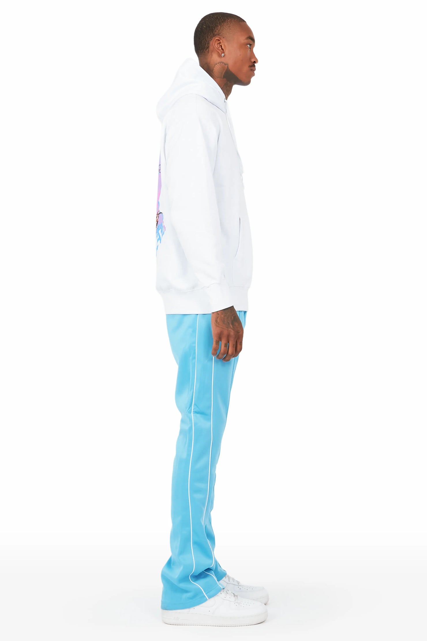 Murdra White/Blue Hoodie Track Set