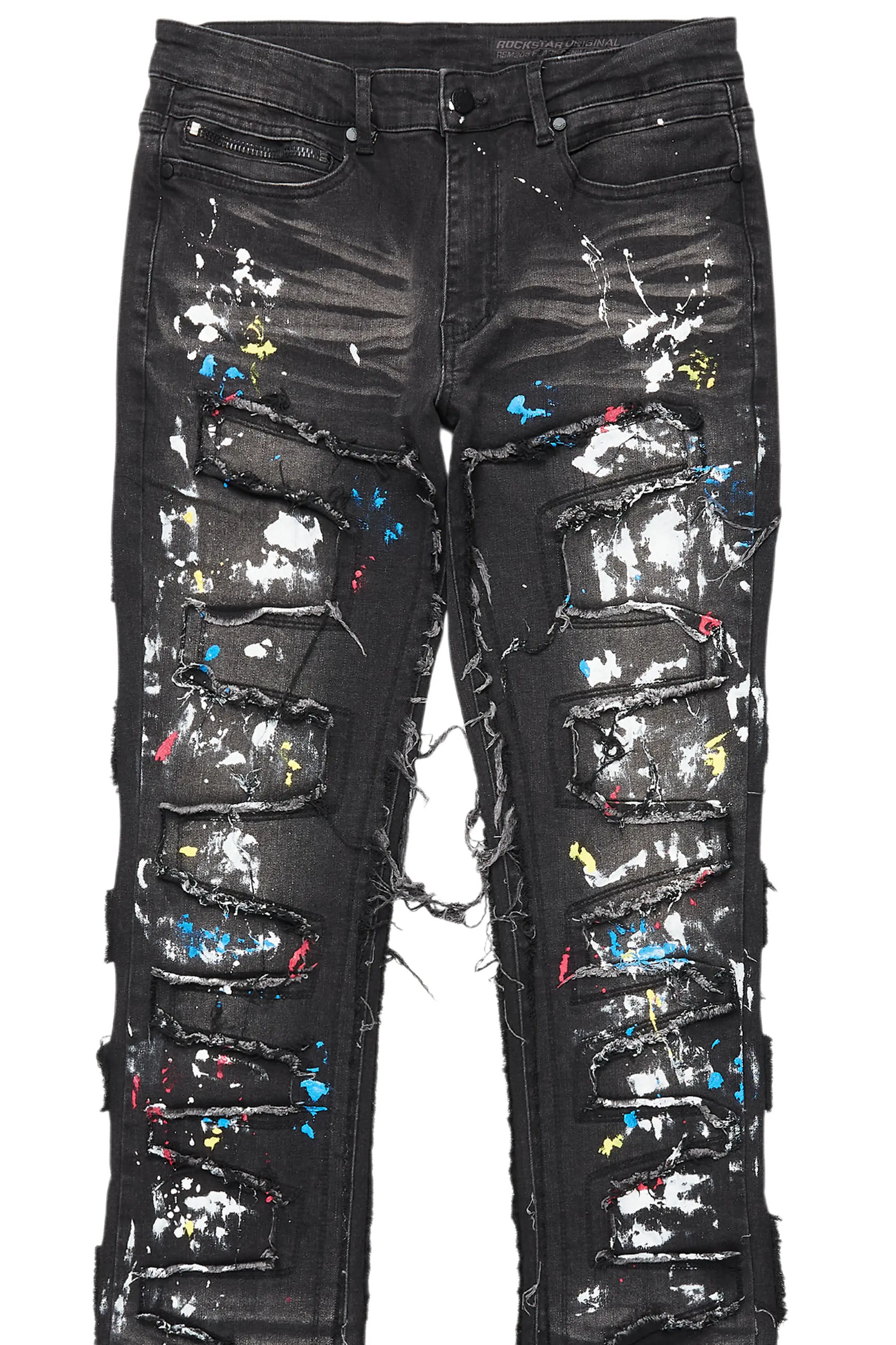 Shaddie Dark Grey Painter Stacked Flare Jean