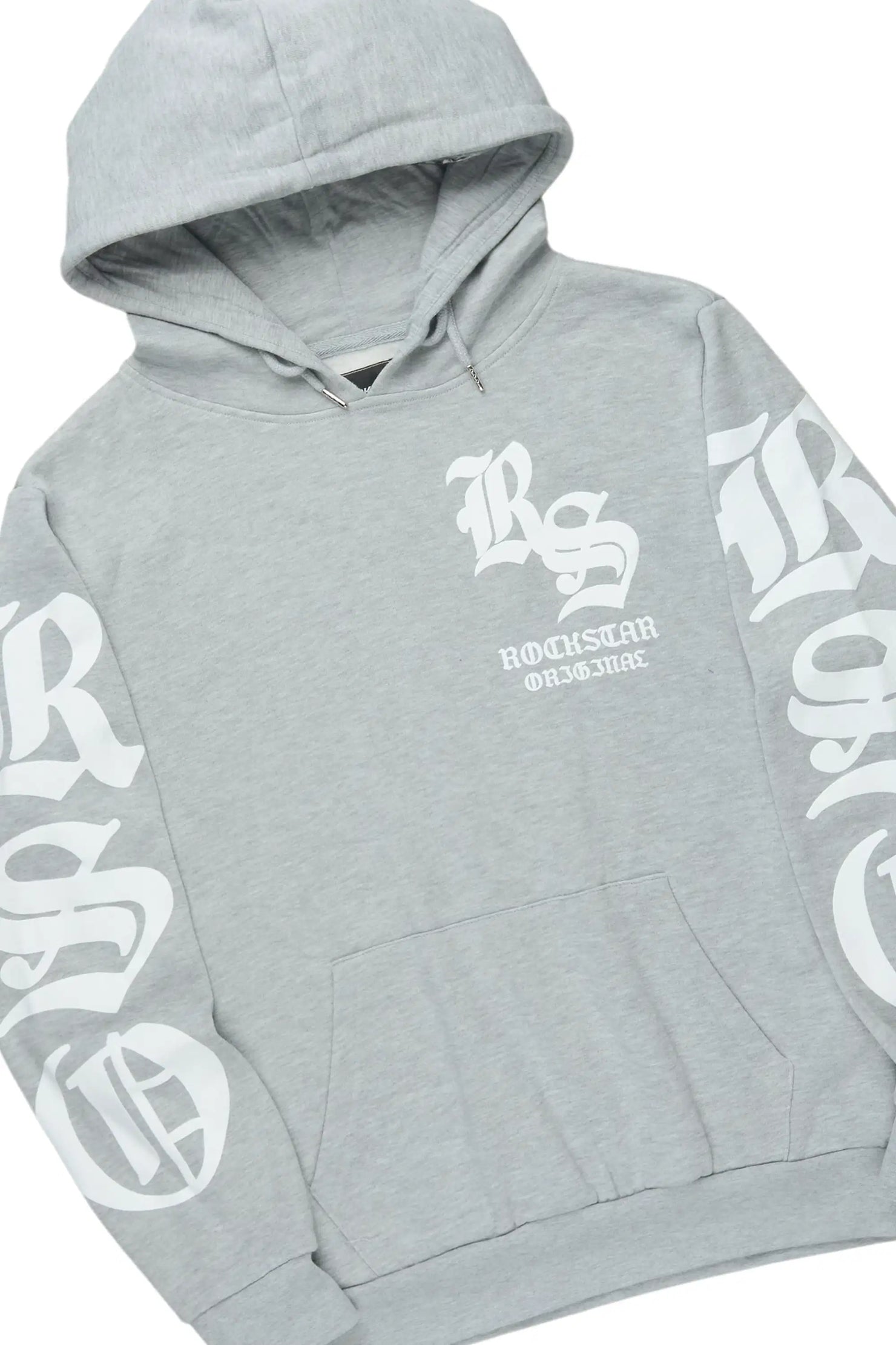 Hedeon Heather Grey/White Hoodie/Stacked Flare Track Set