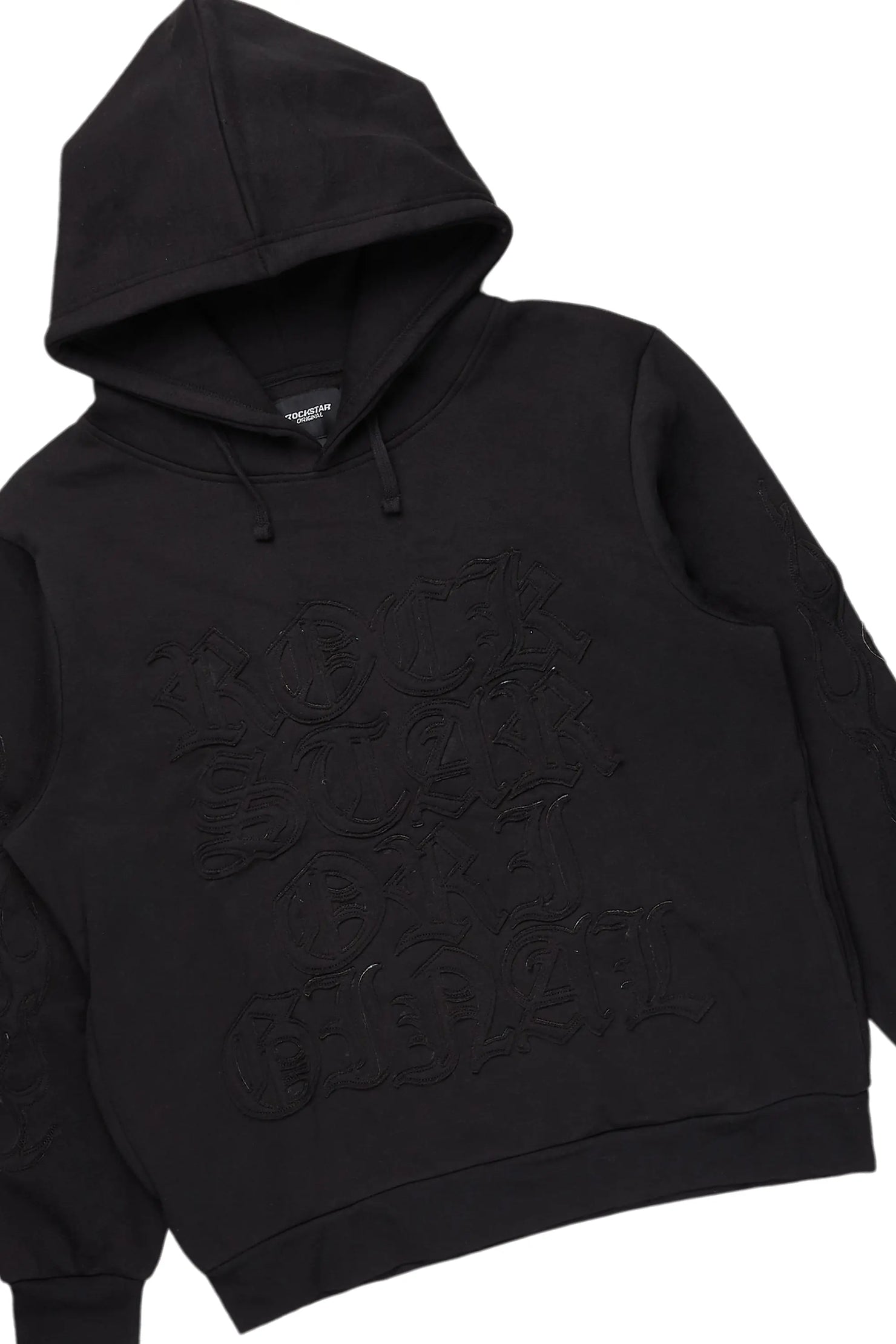 Foresty Black Hoodie Stacked Flare Track Set