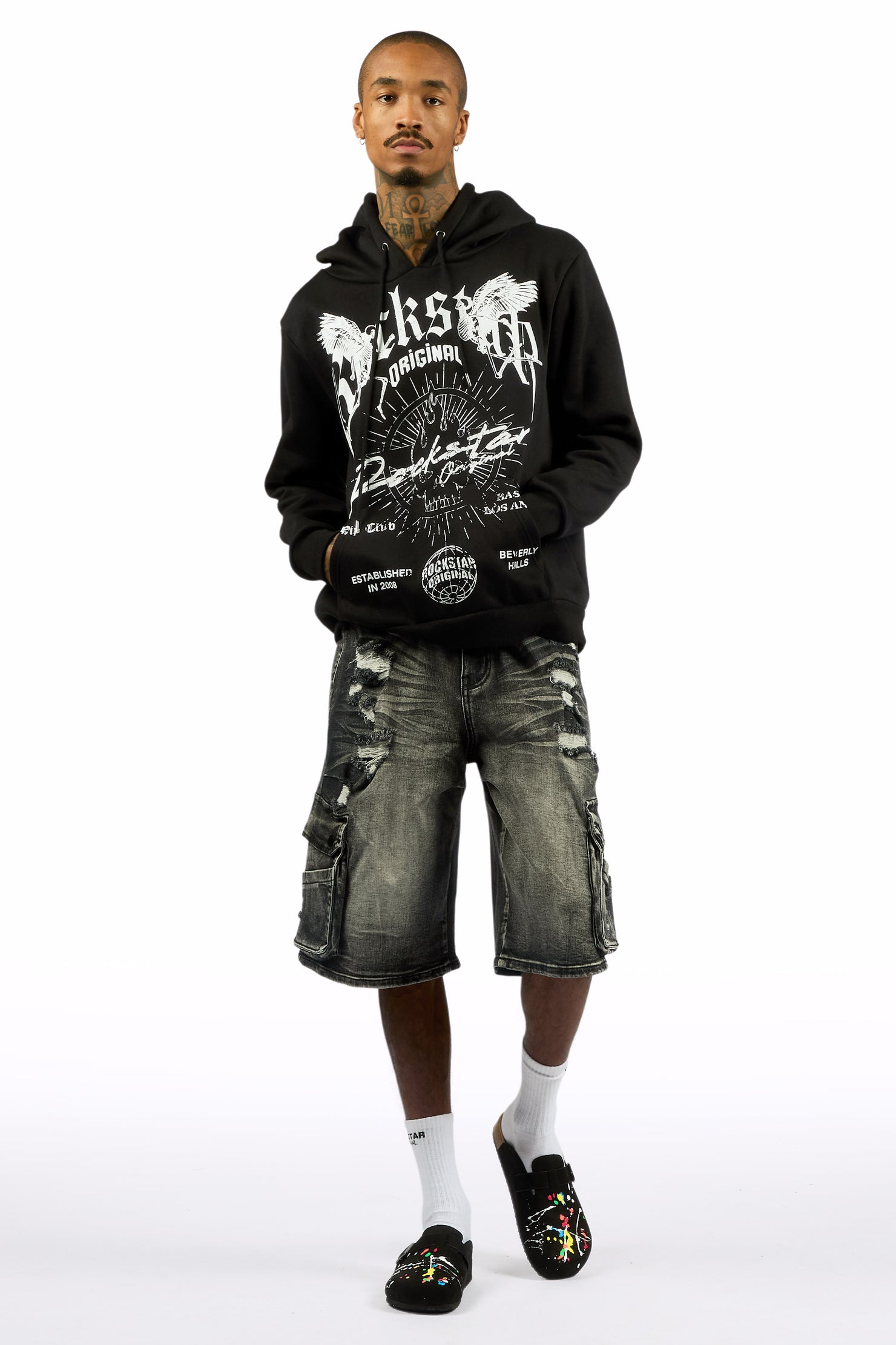 Mens Art Dist Black Suede Mule