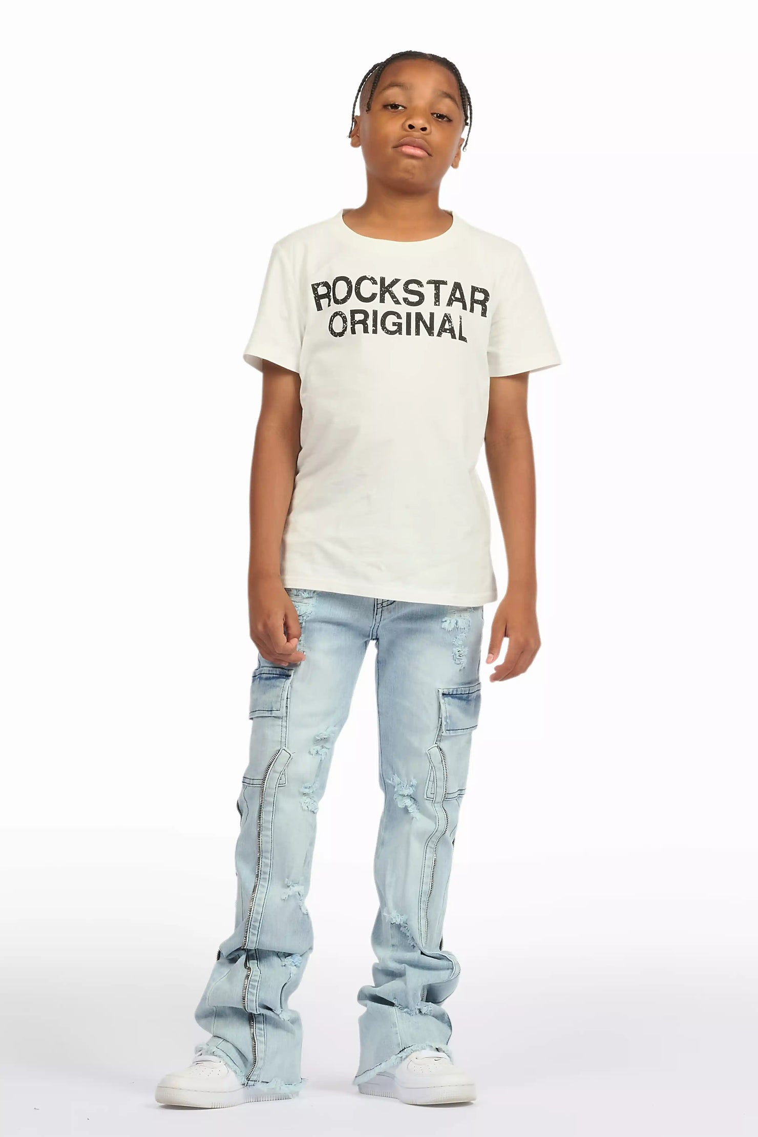 Boys Hutch Blue Stacked Flare Jean