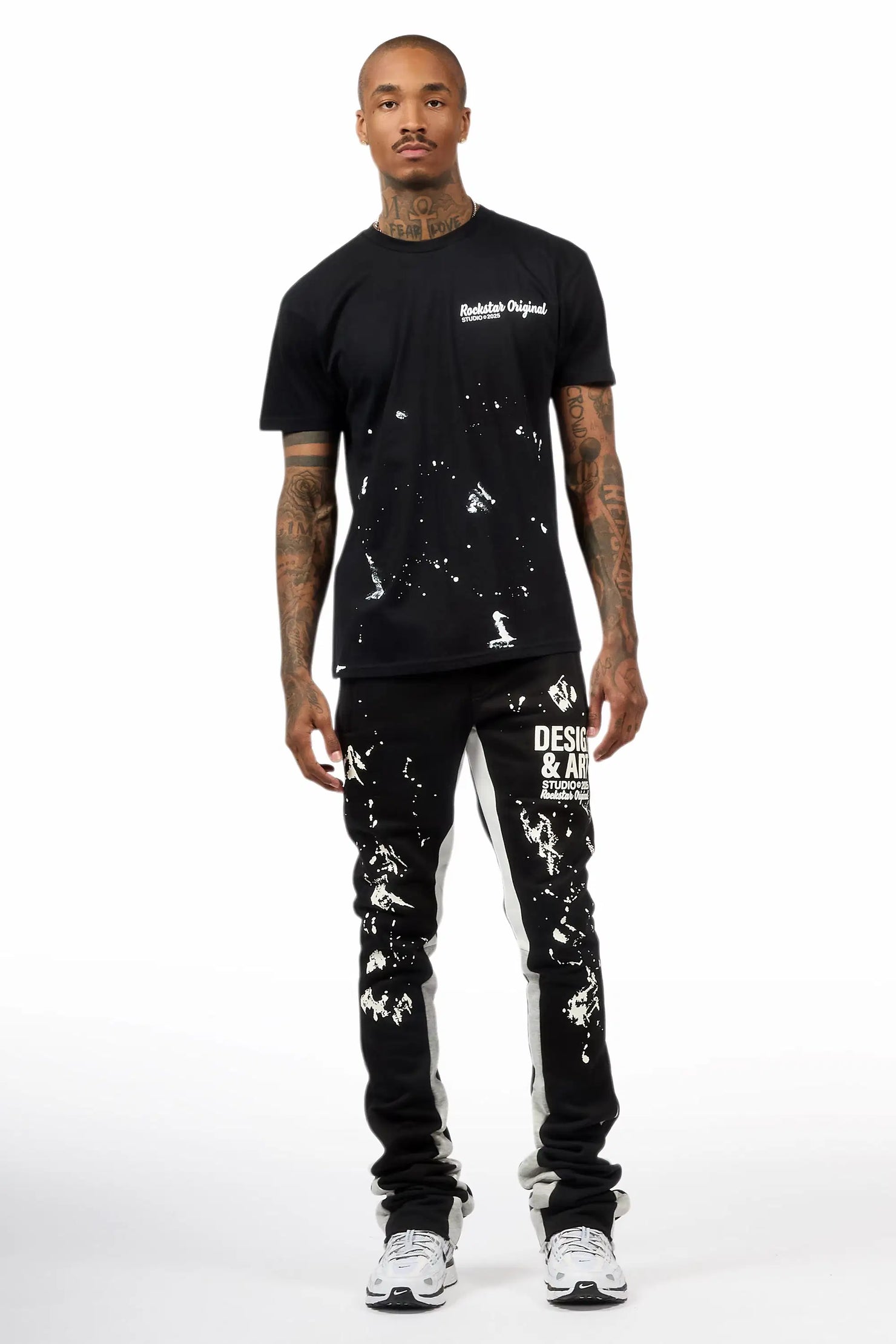 Damone Black/White T-Shirt/Super Stacked Track Set
