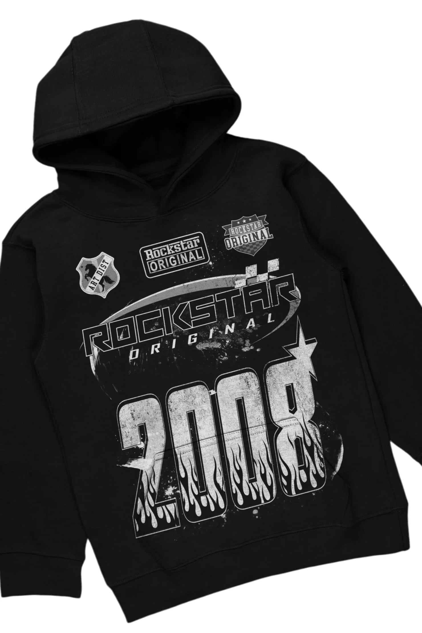 Boys Amos Black Hoodie/Stacked Flare Jean Set