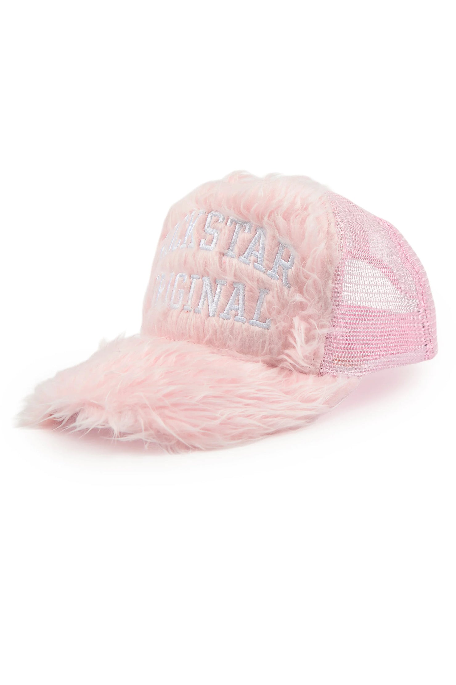 Shaggy Pink Fur Trucker Hat