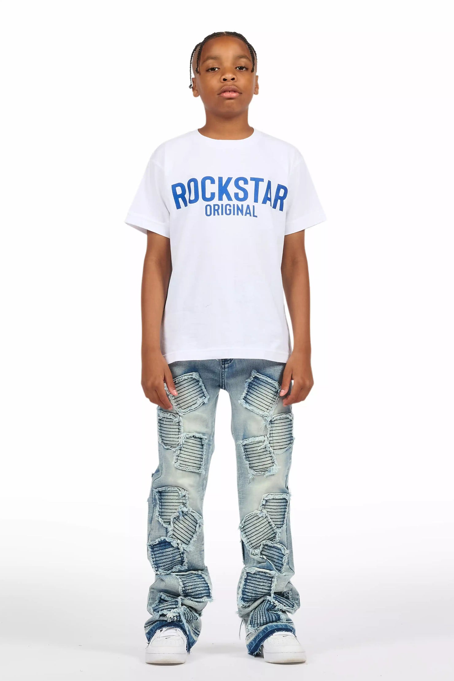 Boys Gawel Blue Stacked Flare Jean
