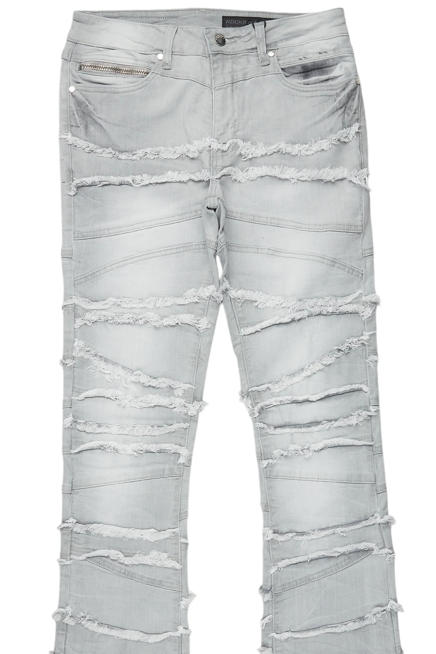 Franko Light Grey Stacked Flare Jean