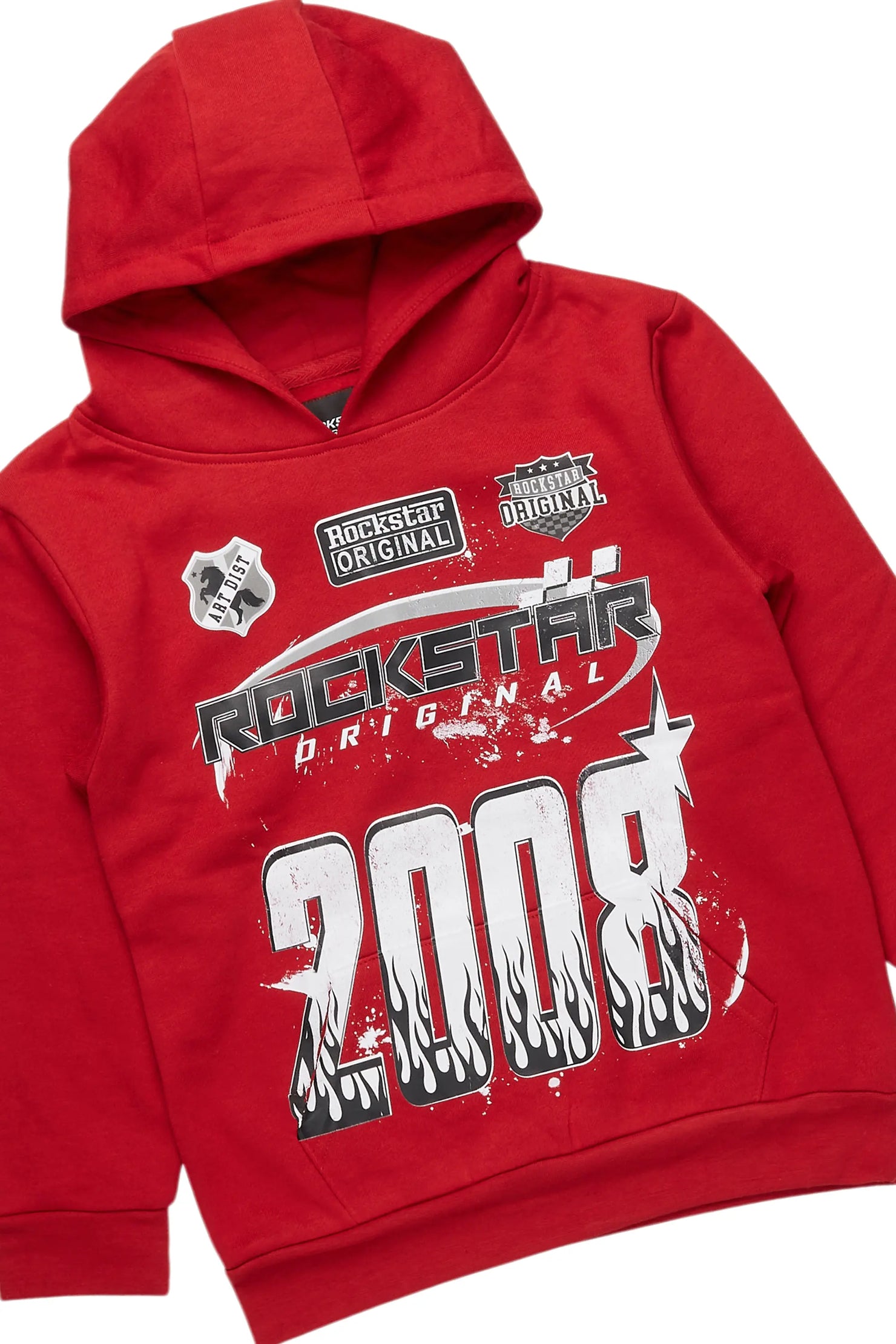 Boys Amos Burgundy Baggy Stacked Track Set