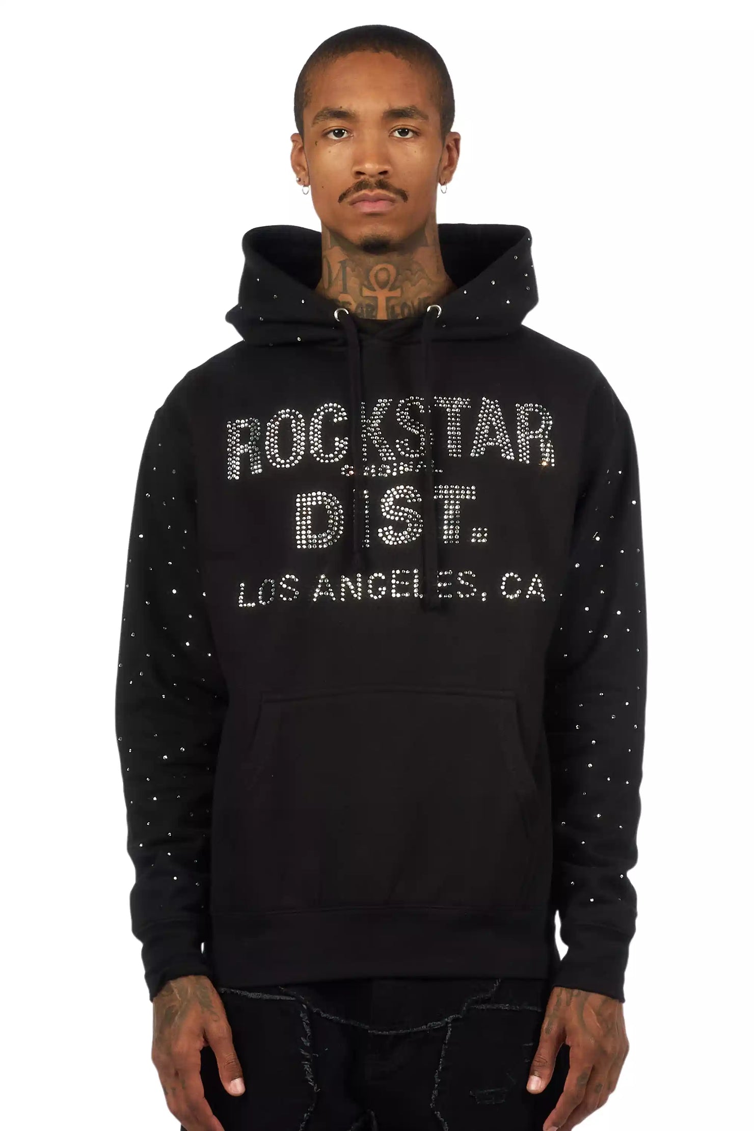 Thryll Black/Silver Rhinestone Graphic Hoodie