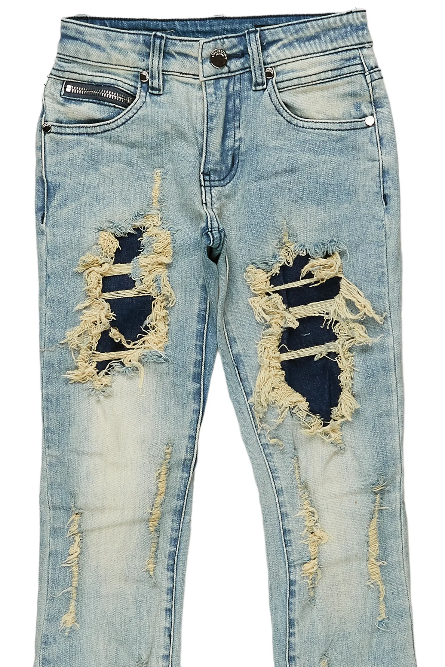 Girls Abbie Blue Stacked Flare Jean