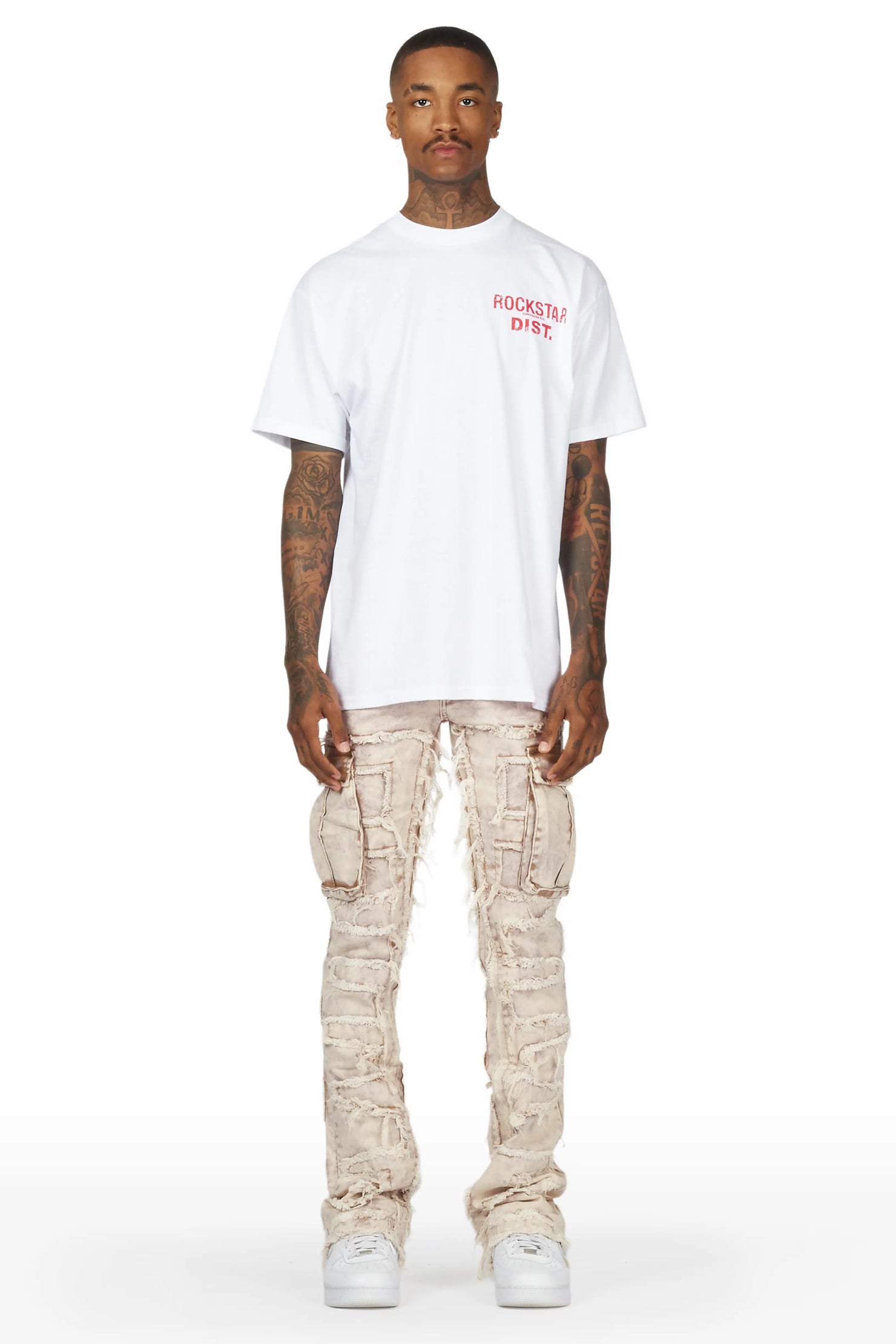 Slater Tan Stacked Flare Jean