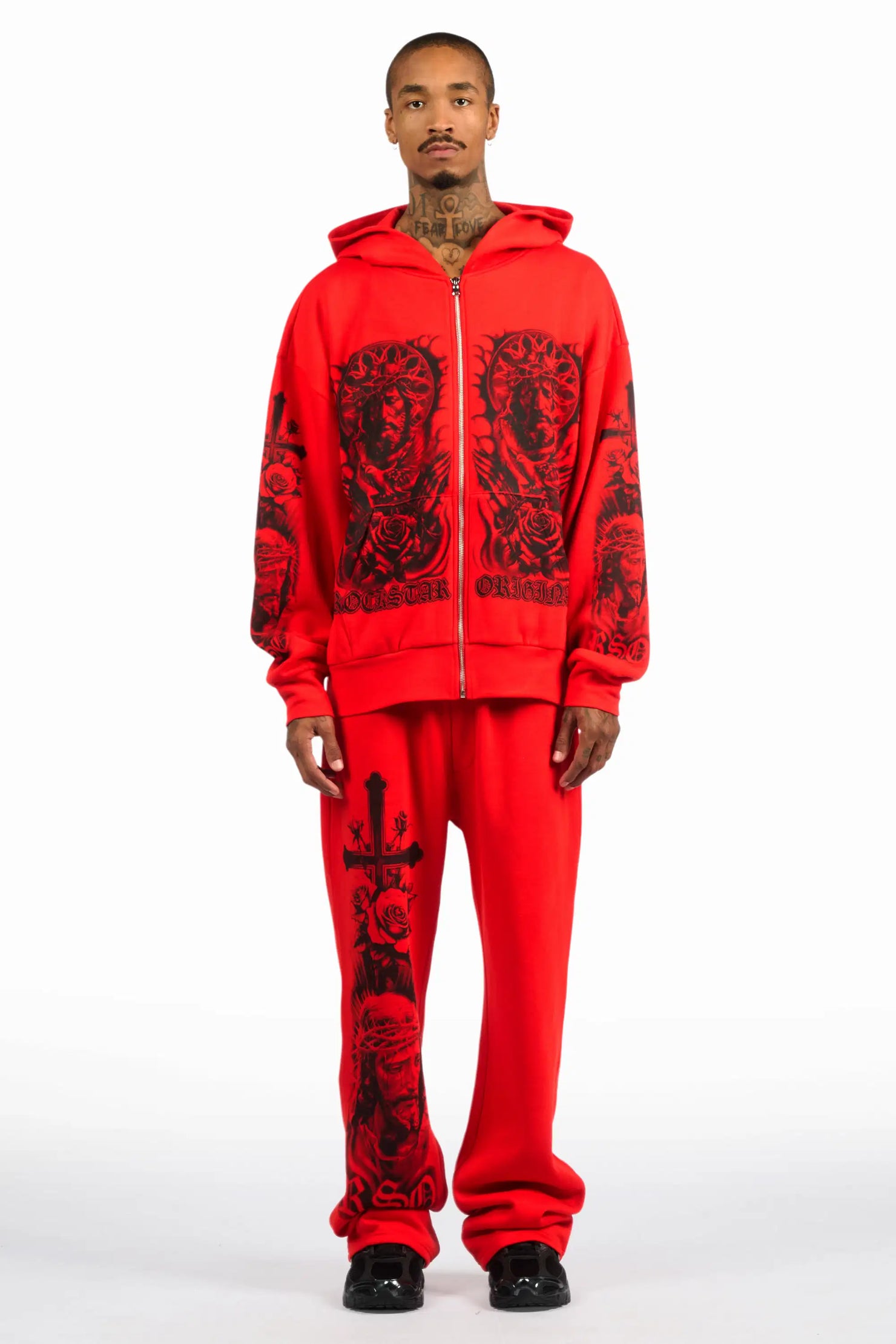 Blasted Red Hoodie/Baggy Pant Track Set