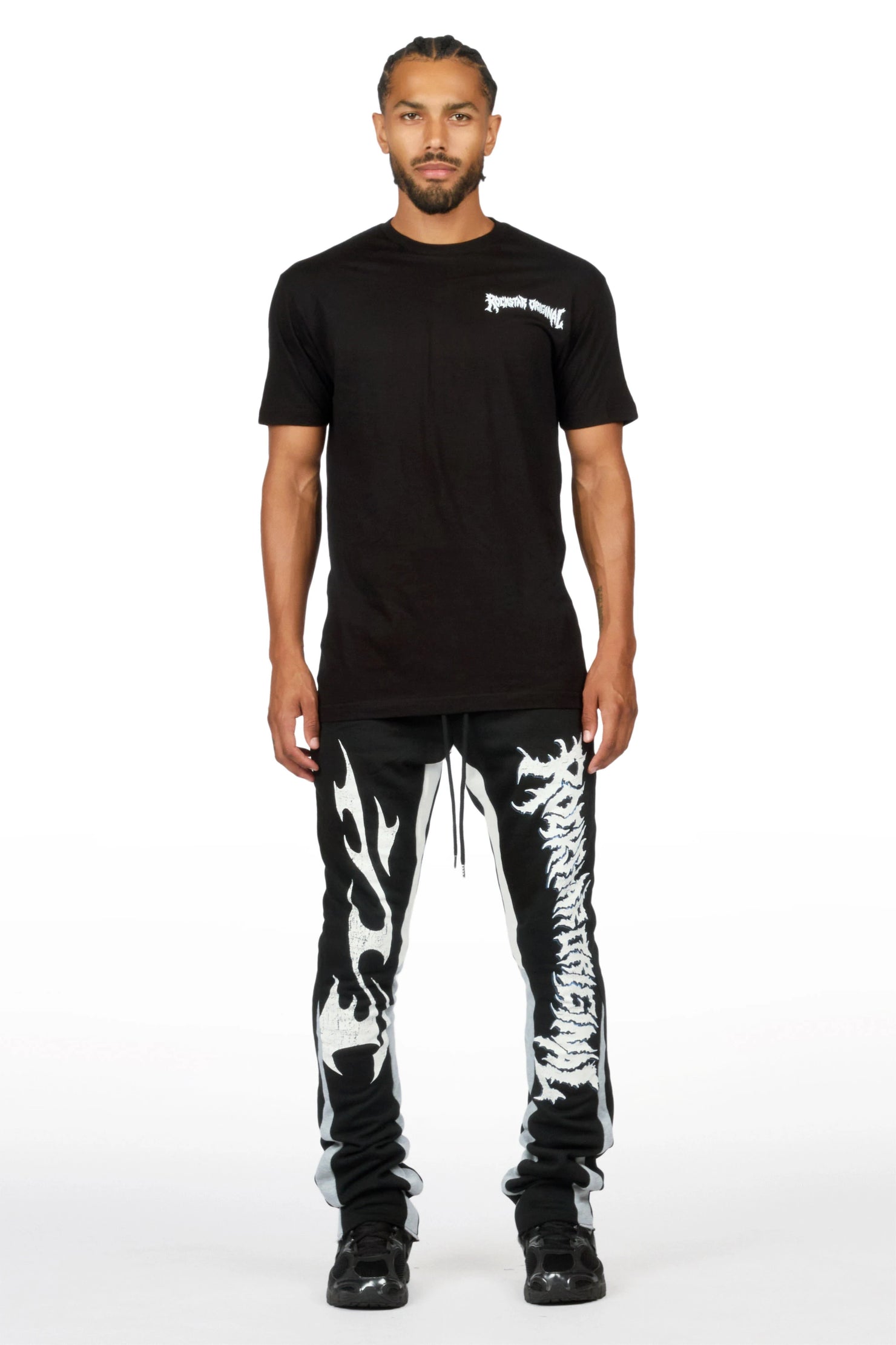 Deathrow 3.0 Black T-Shirt/Stacked Flare Pant Set