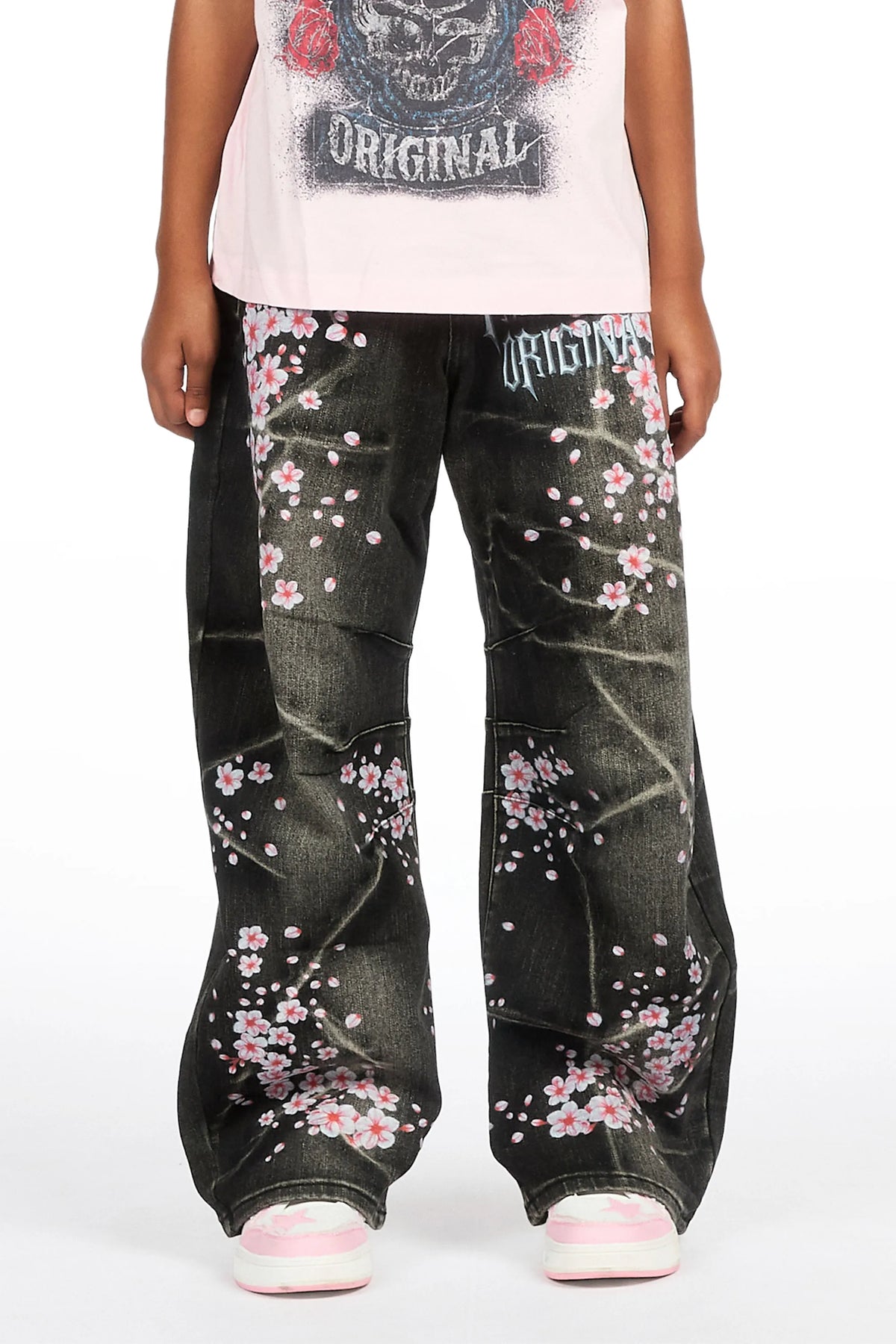 Girls Finna Black Barrel Fit Jean