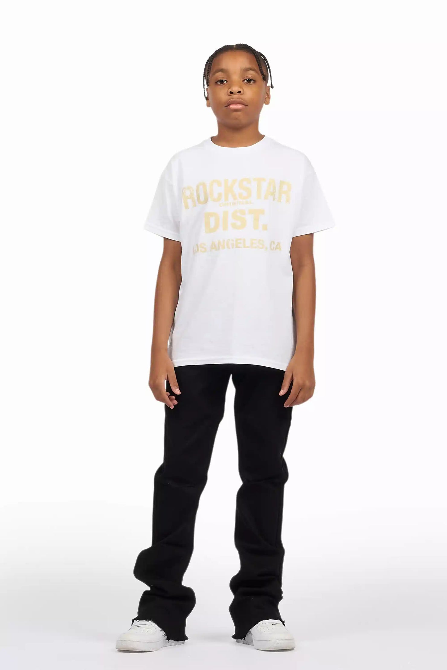 Boys Josiah Black Stacked Flare Jean