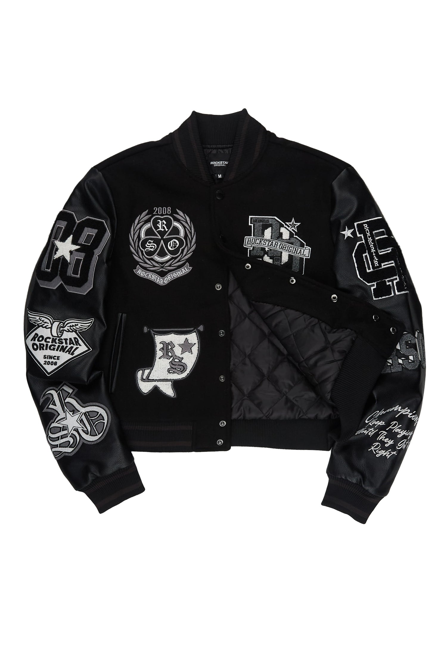 Gliyah Black Oversized Varsity Jacket