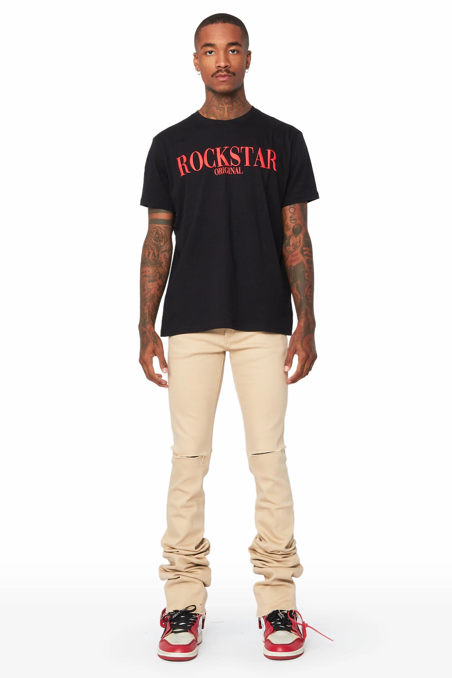 Faith Khaki Super Stacked Flare Jean