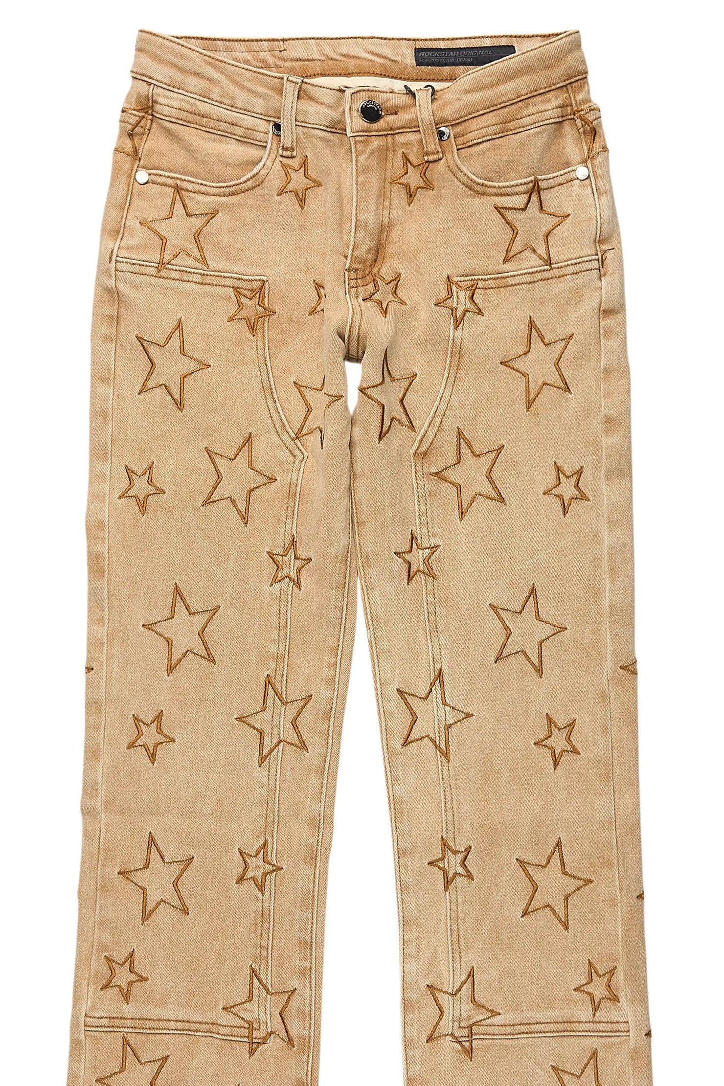 Boys Starship Beige Stacked Flare Jean