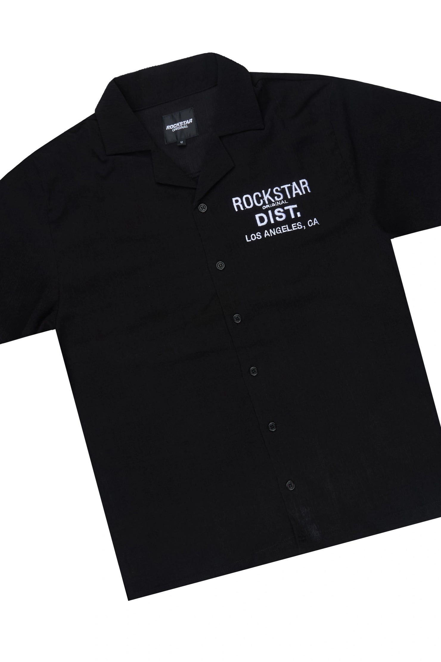 Boys Kason Black Button Down Shirt/Short Set