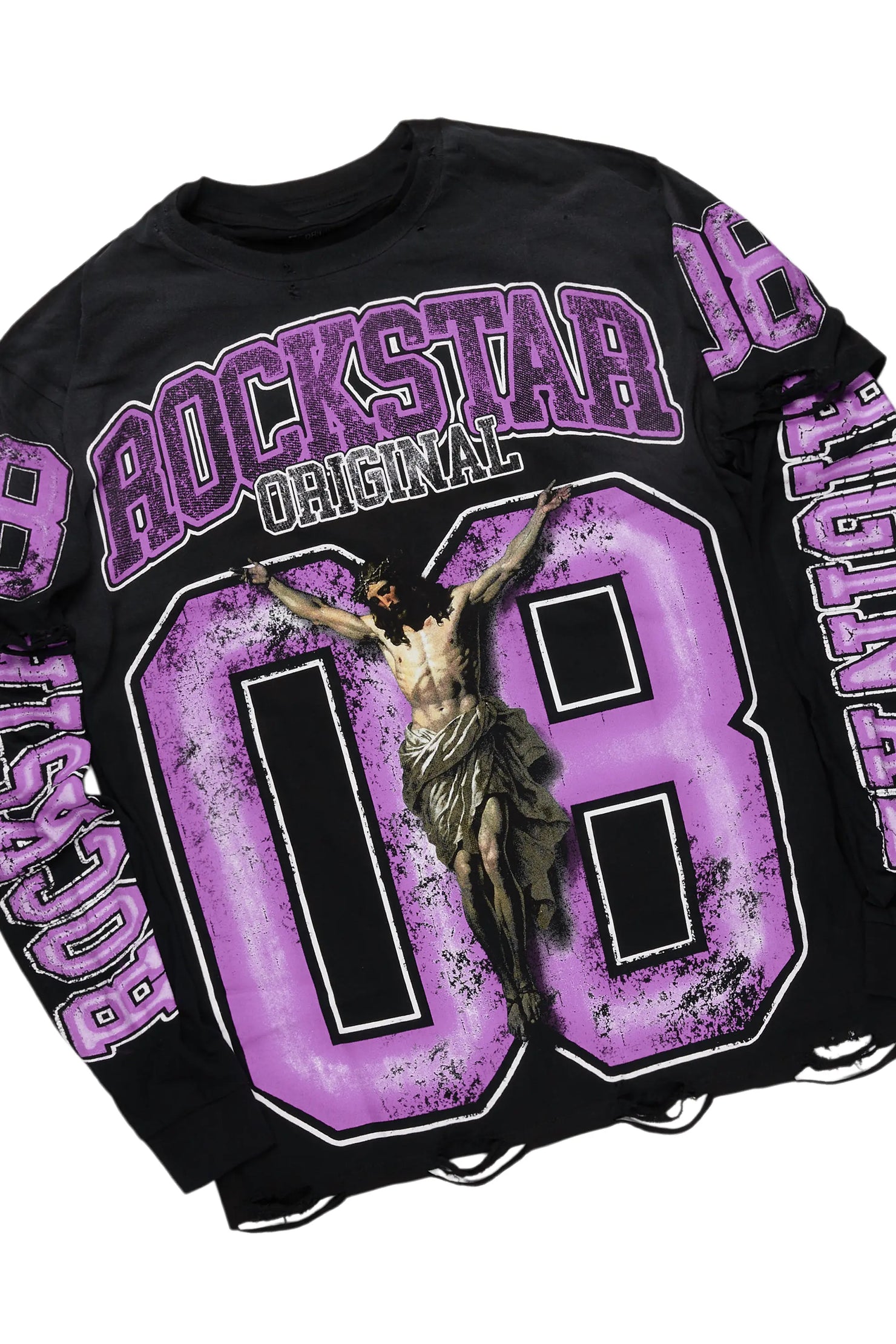 Fields Black/Purple Double Layer T-Shirt & Petrus Stacked Flare PU Jean Bundle