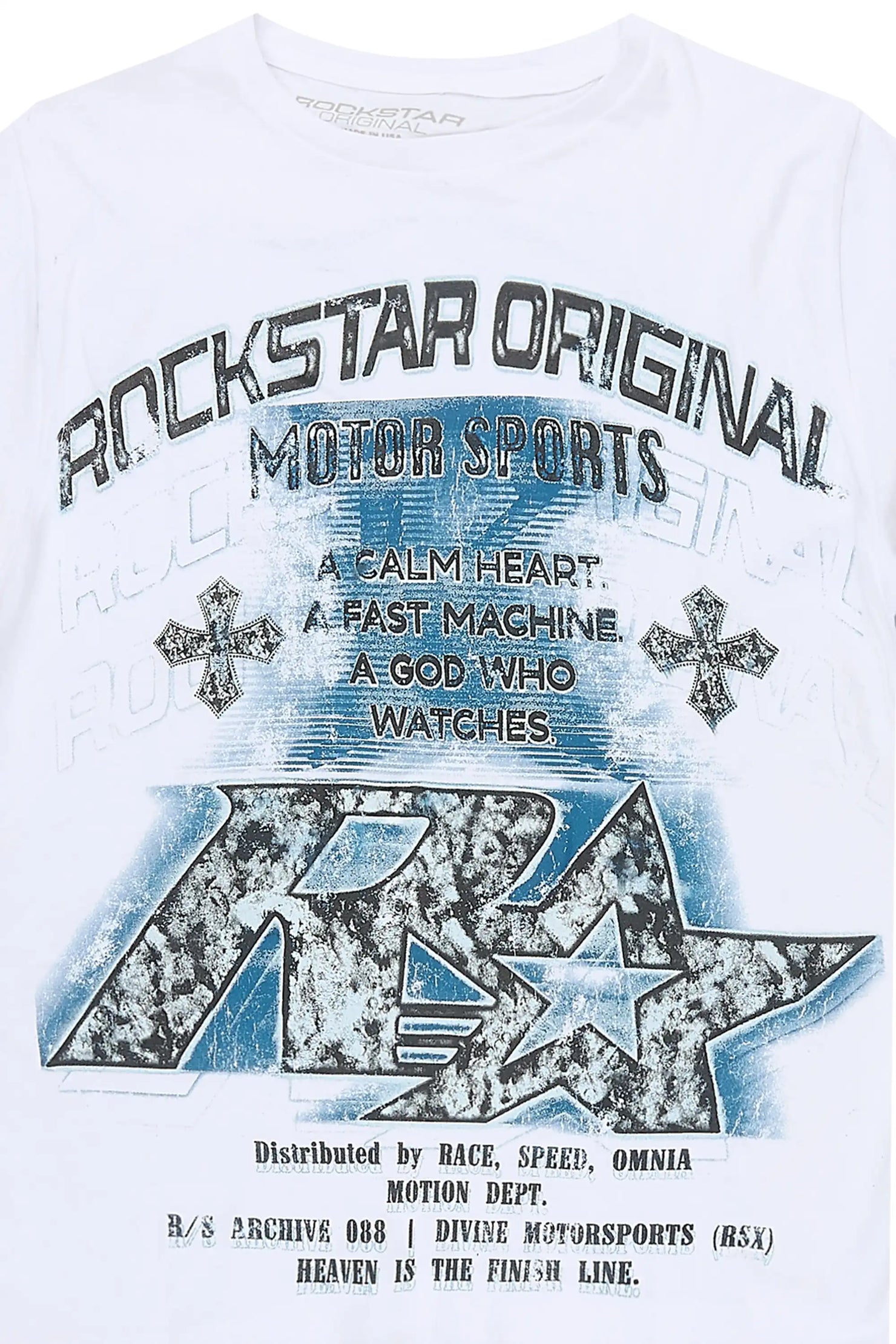 Boys Byson White/Blue Graphic T-Shirt