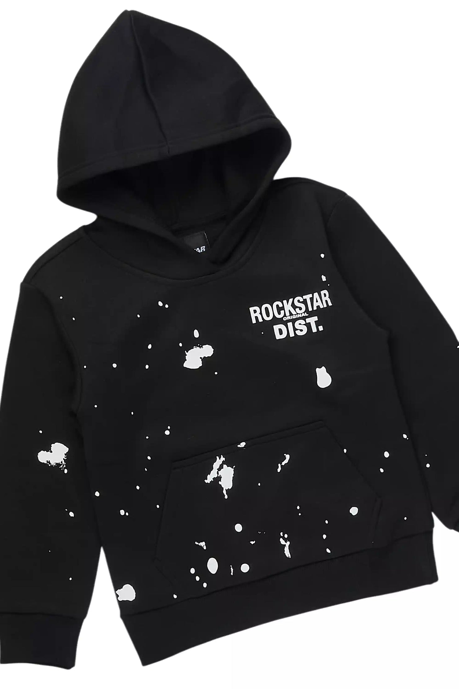 Girls Hadley Black Hoodie Stacked Flare Track Set