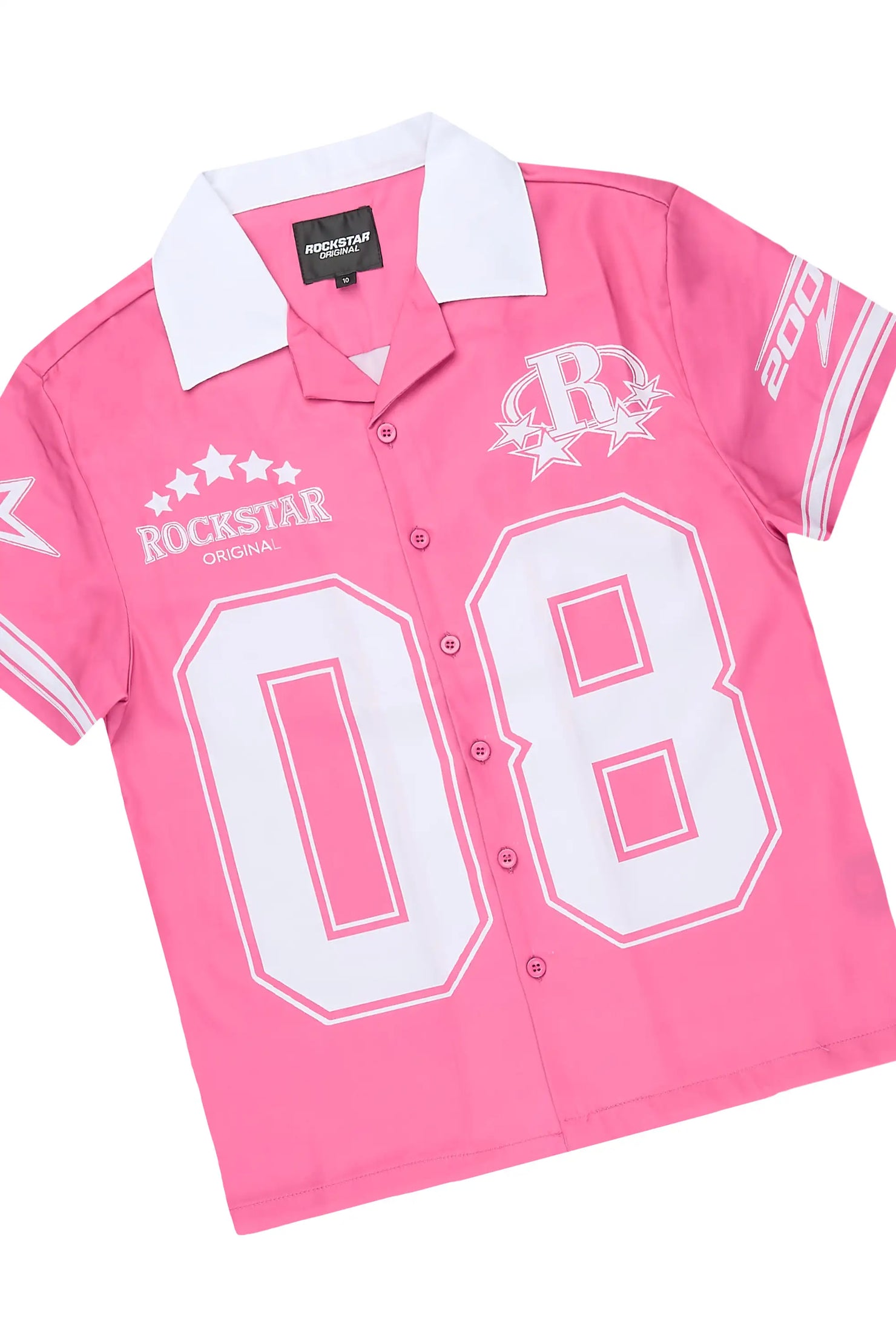 Girls Tinna Pink Button Down T-Shirt Short Set