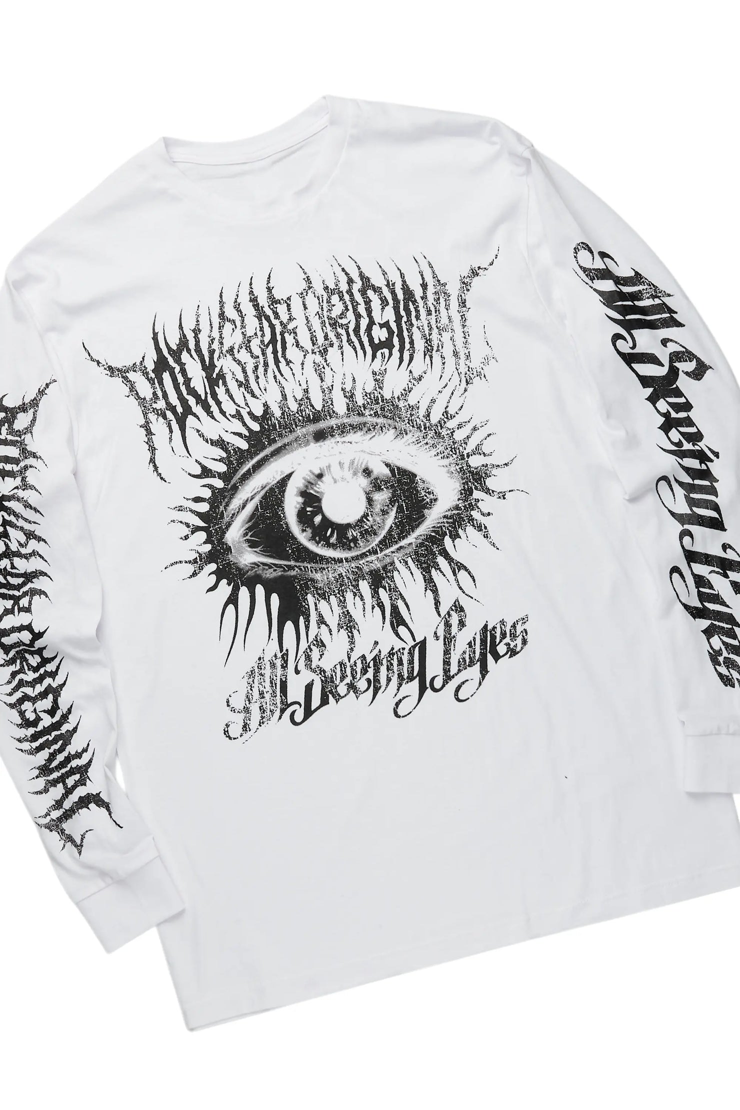 All Seeing Eyes White/Grey Long Sleeve T-Shirt Short Set