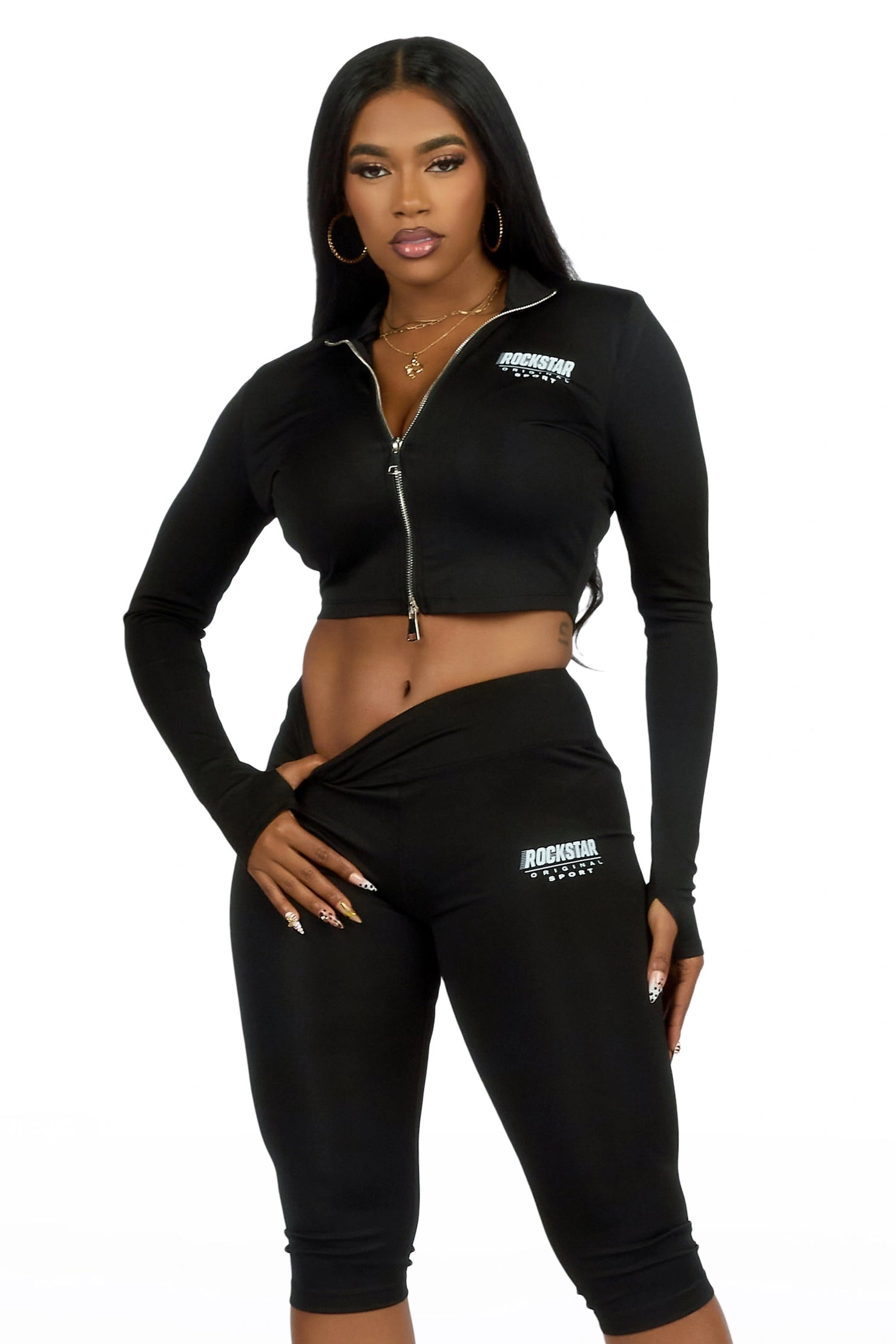 Annalisha Black Capri Active Set