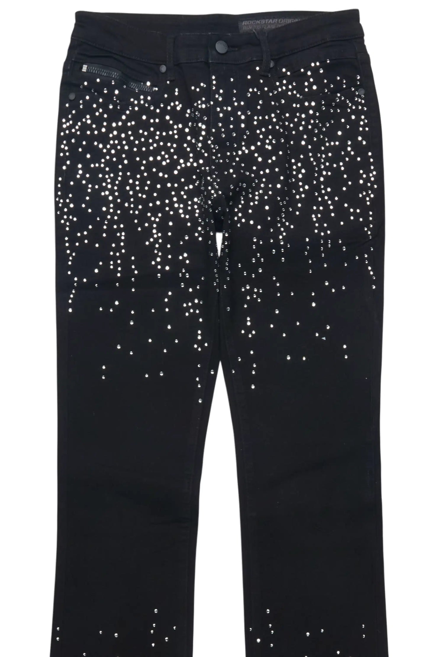 Maxton Black Rhinestone Stacked Flare Jean