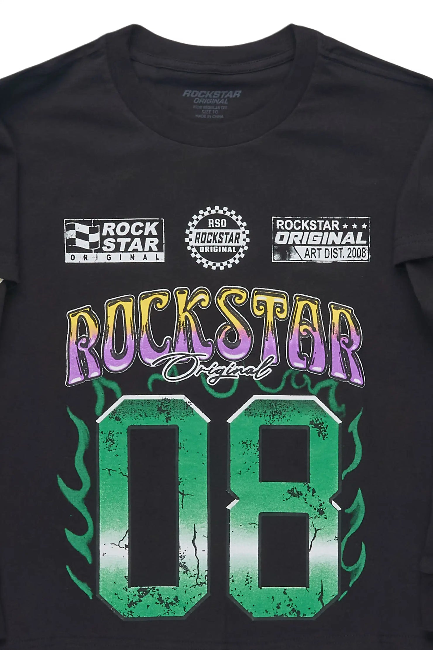 Boys Quito Black Double Layer L/S Graphic T-Shirt