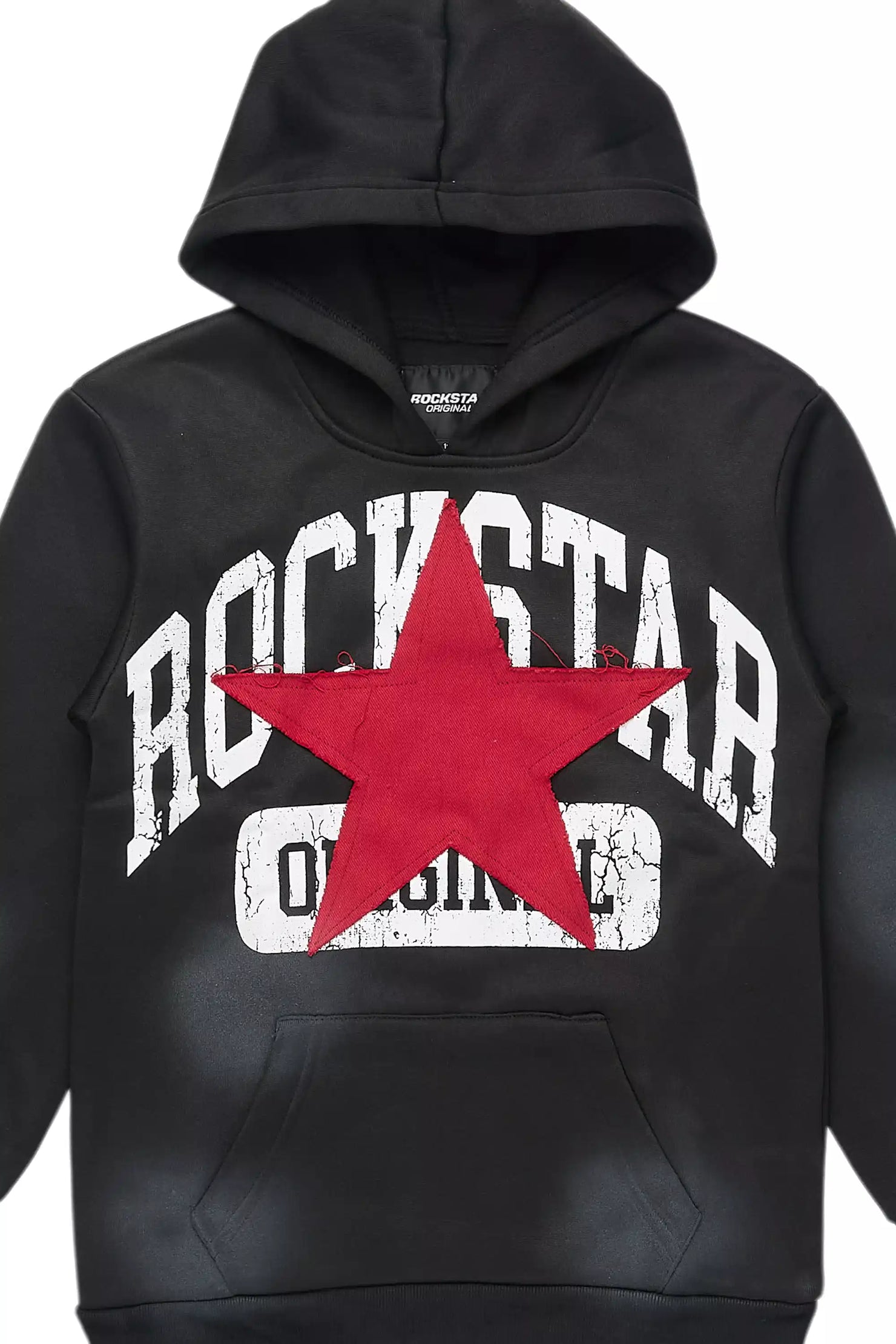 Boys Mallor Black/Red Graphic Hoodie with patch