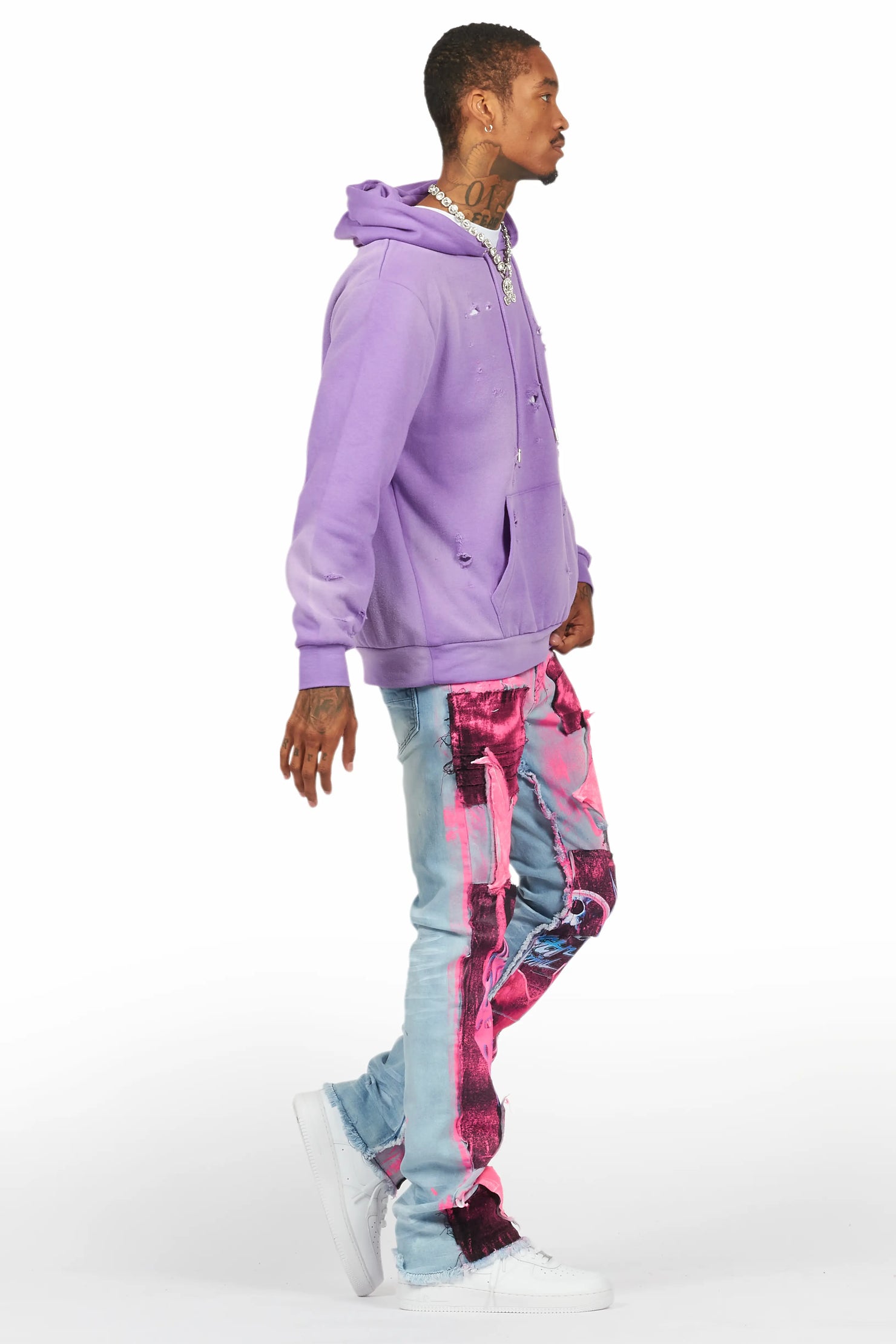Baki Purple Distressed Hoodie