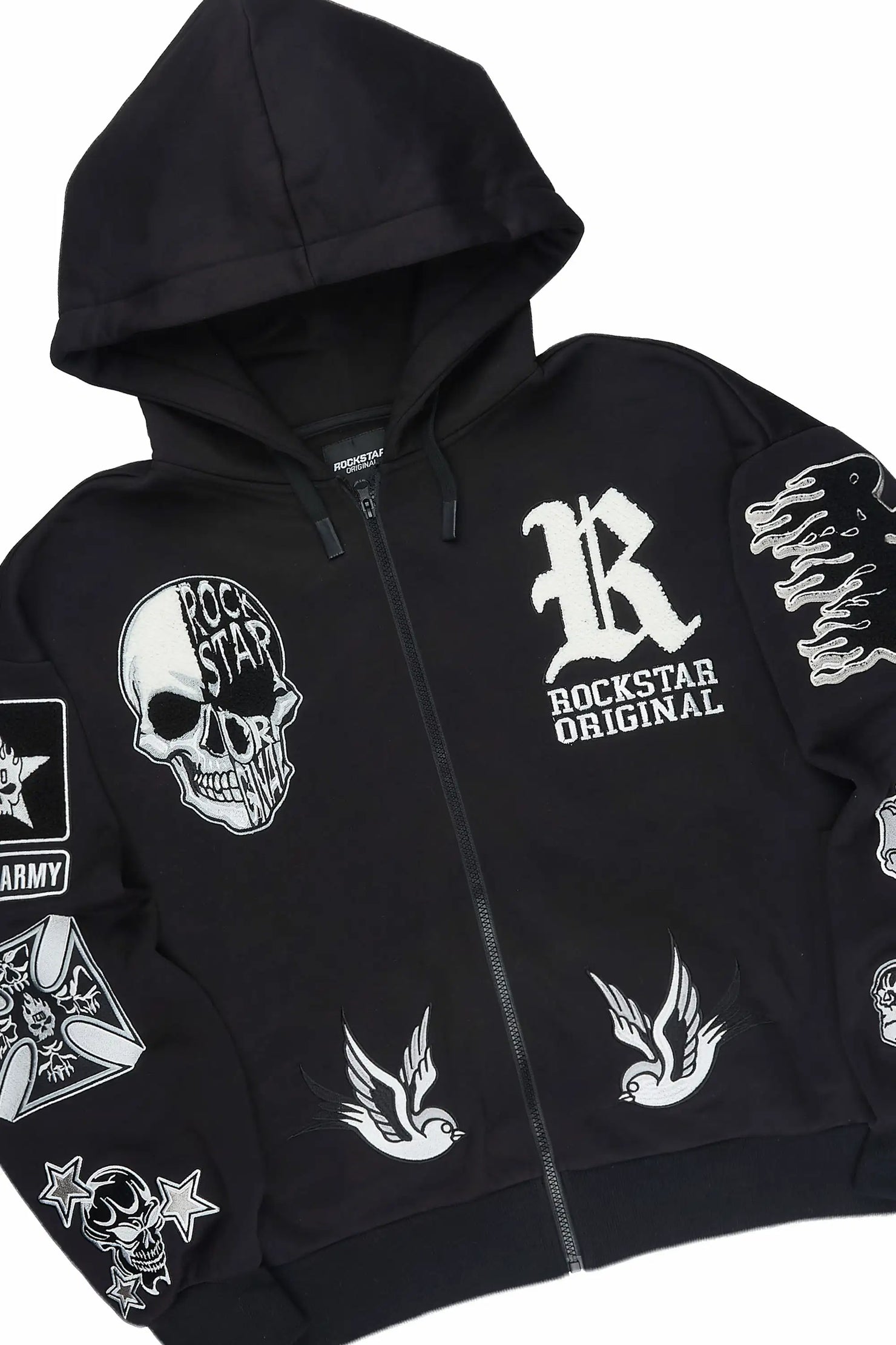 Vidar Black Zip Up Hoodie Stacked Track Set