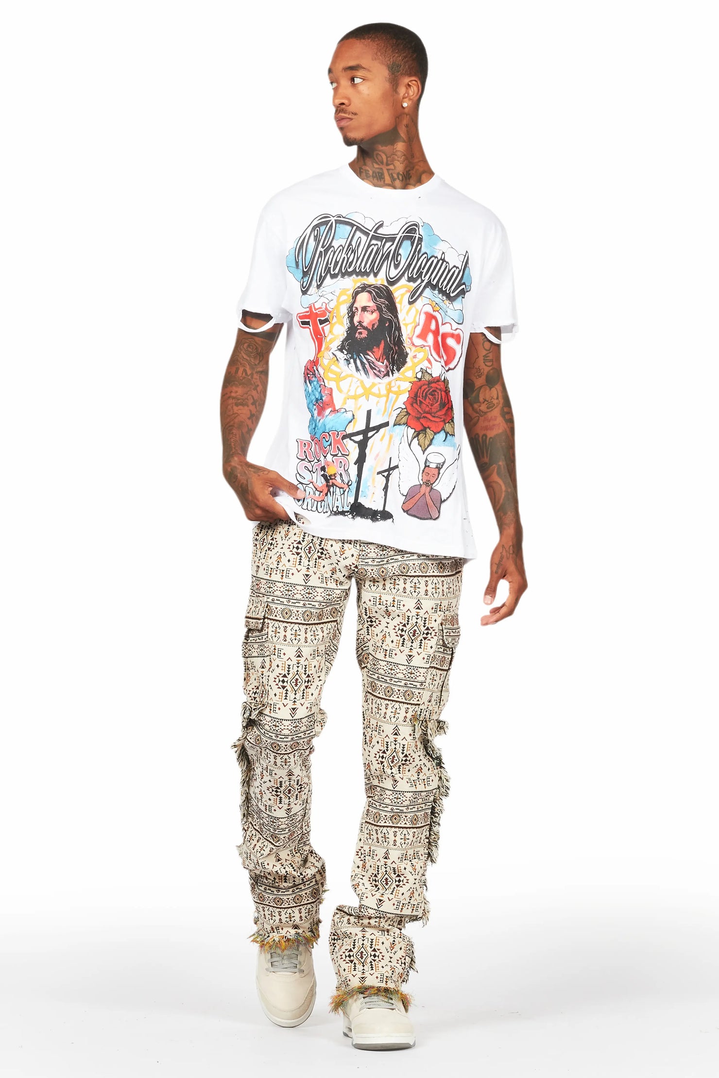 Tadashi White Graphic Oversized T-Shirt