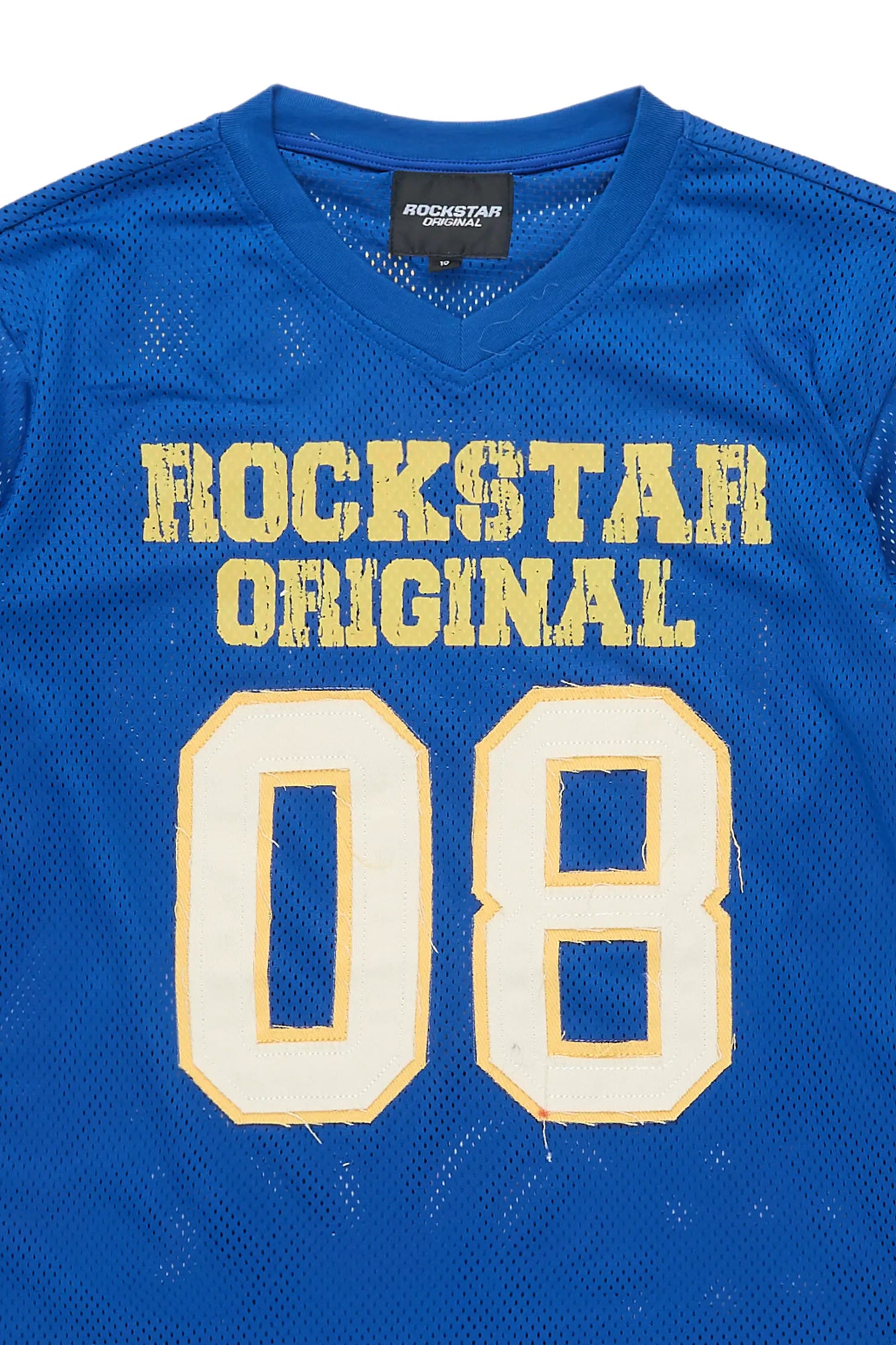 Boys Deston Mesh Royal/Yellow/White Double Layer L/S Graphic T-Shirt