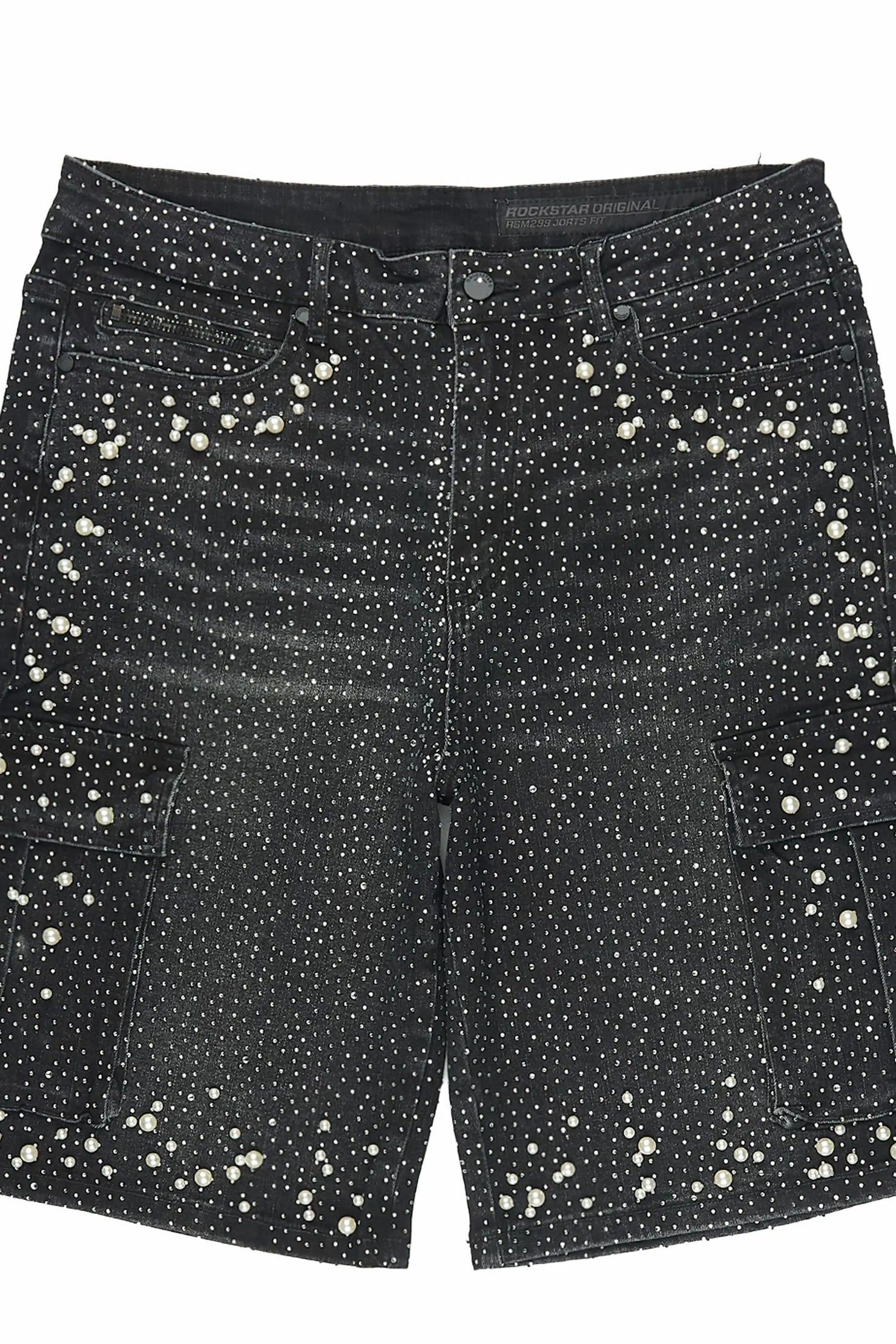 Sevyn Black Rhinestone Denim Short