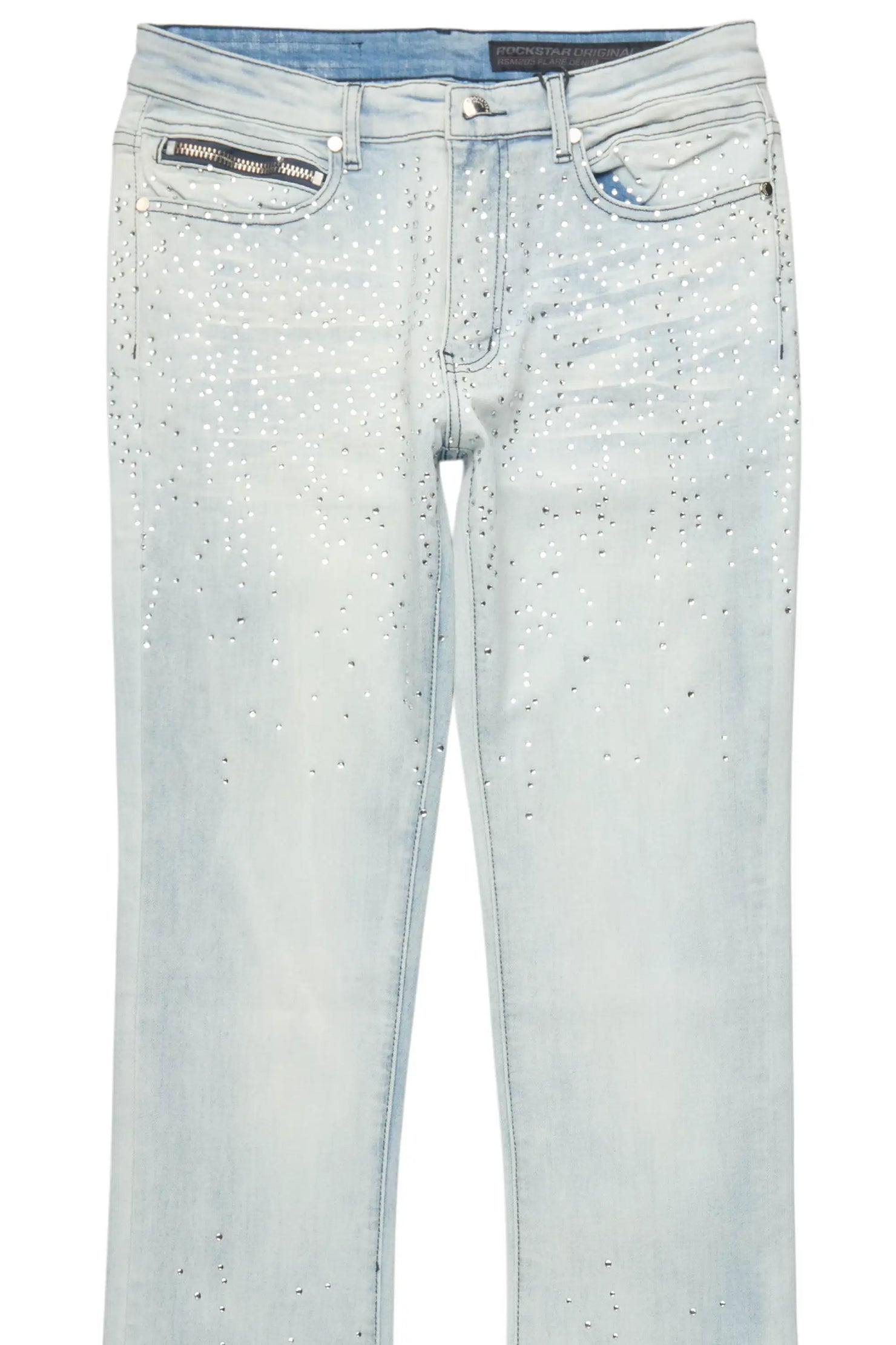 Maxton Blue Rhinestone Stacked Flare Jean