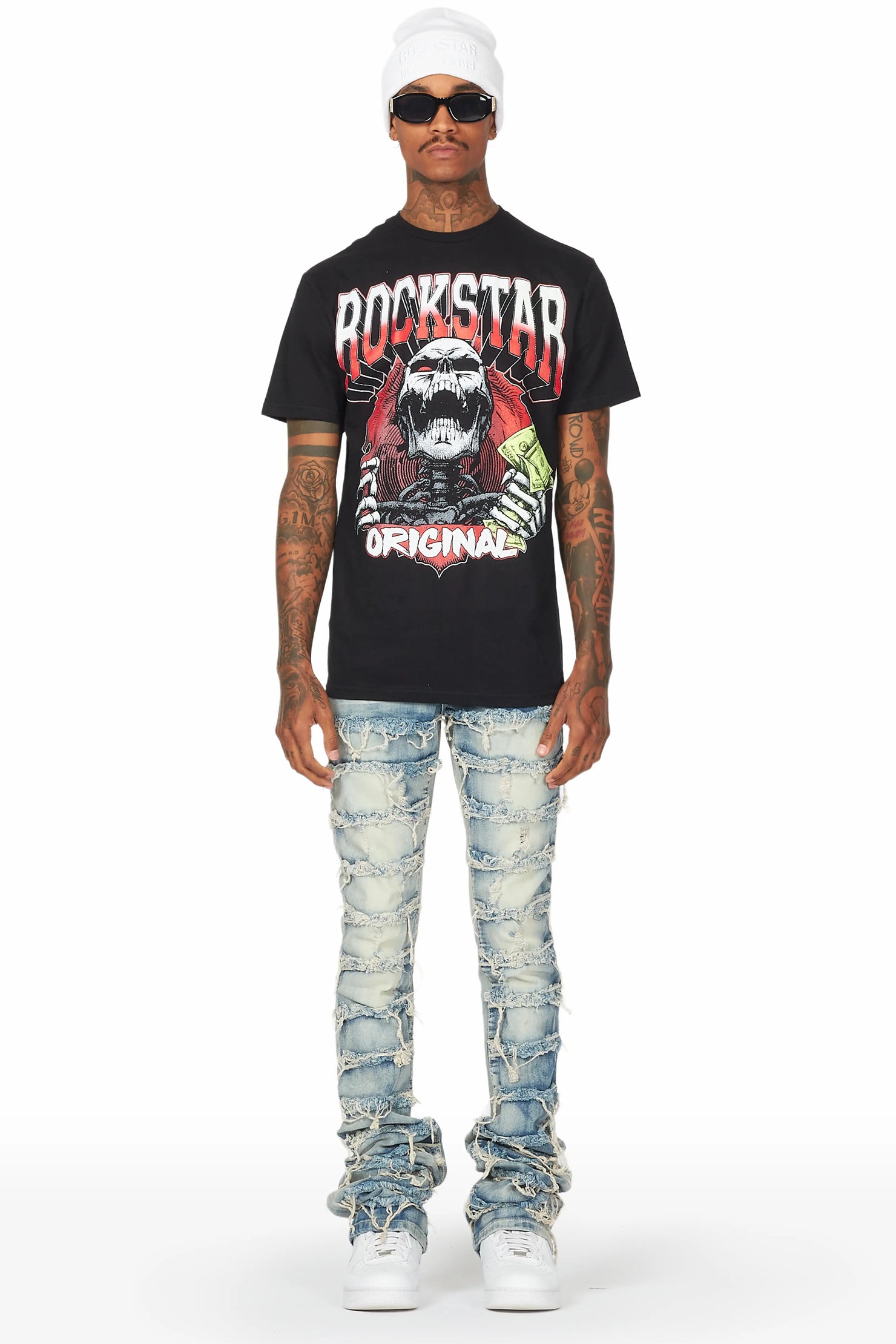 Waylon Tint Frayed Super Stacked Flare Jean