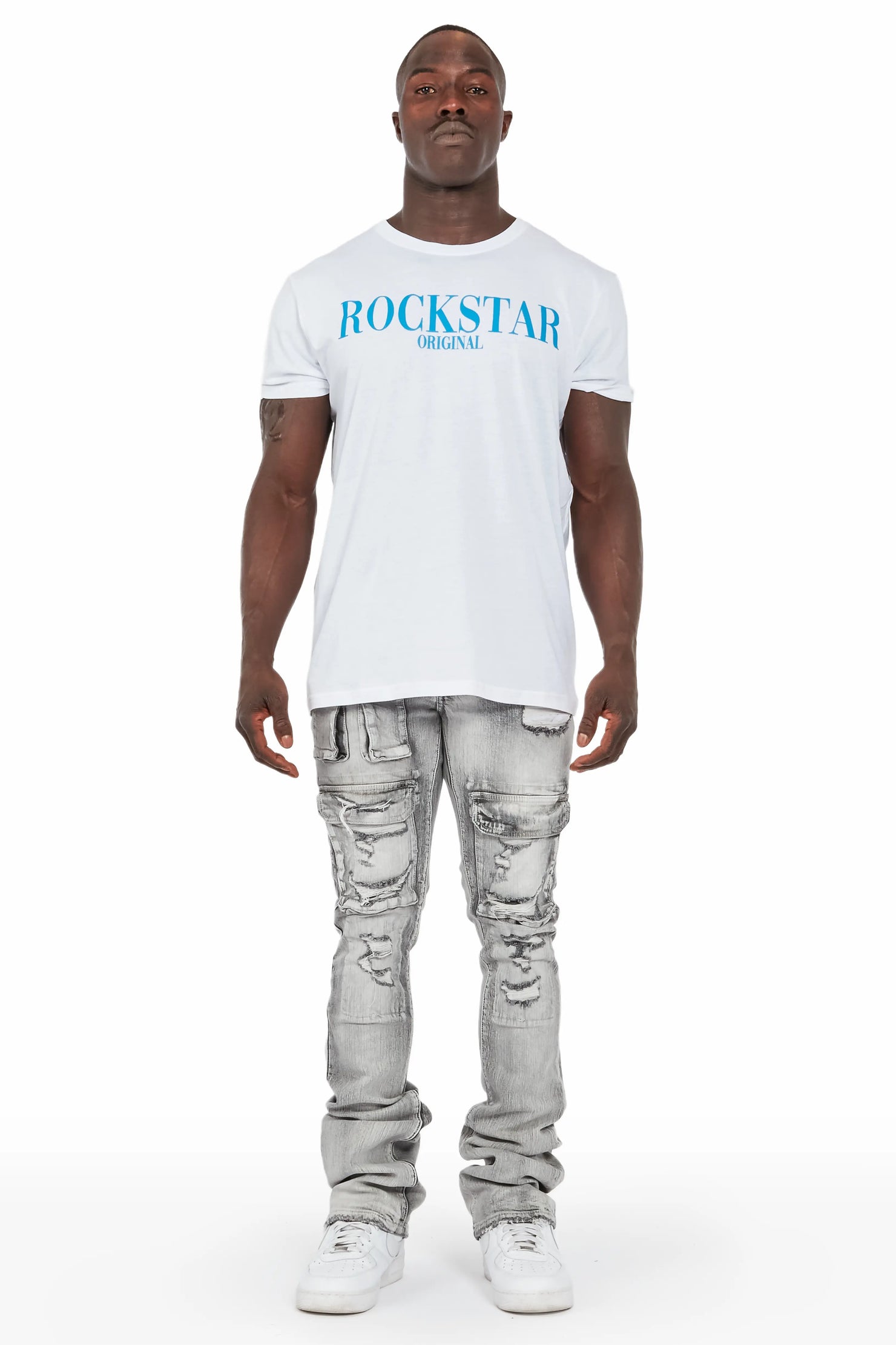 Kale Grey Cargo Stacked Flare Jean