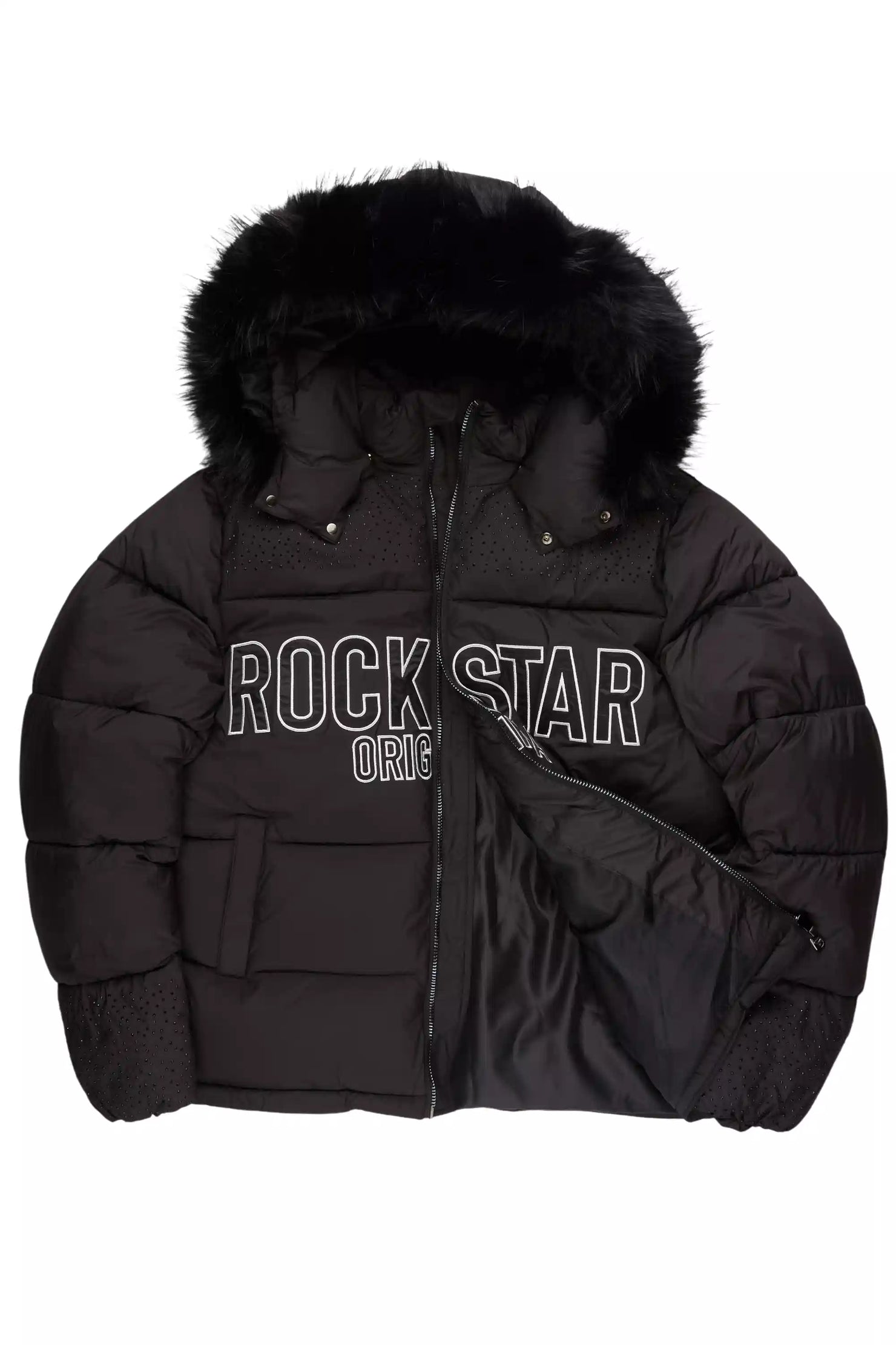 Glacier Black Rhinestone Puffer Jacket