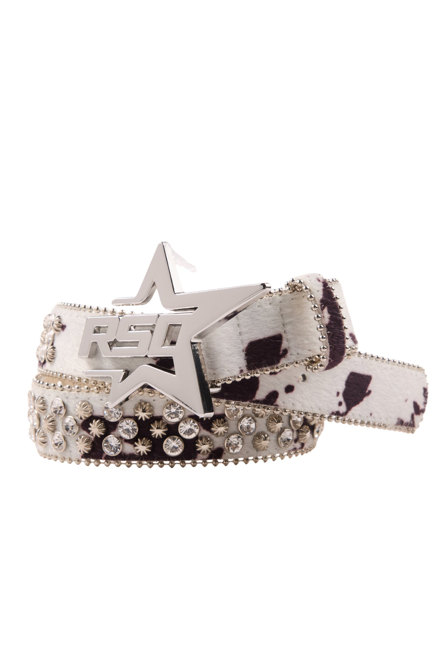 Normandie Black/White Rhinestones Rockstar Logo Belt